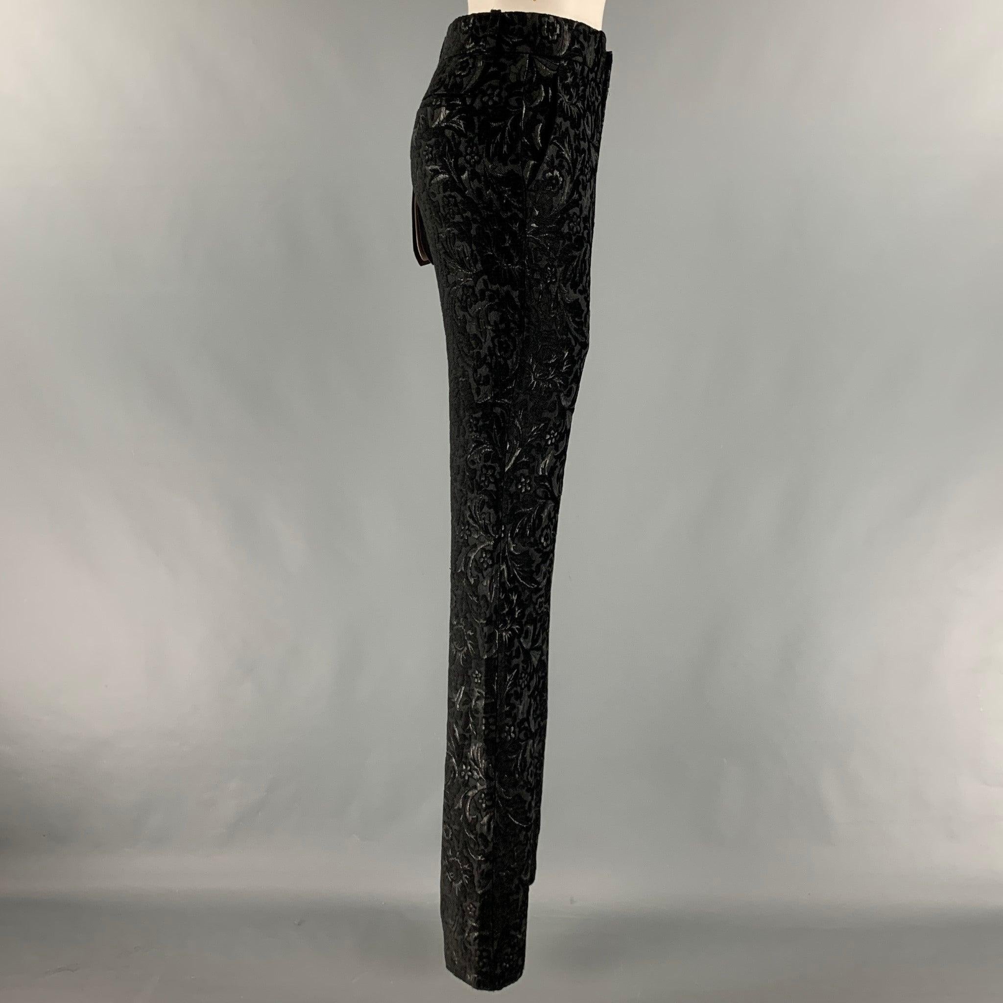 GUCCI Size 4 Black Rayon Blend Jacquard Low Rise Dress Pants In Excellent Condition For Sale In San Francisco, CA