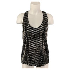 GUCCI Size 4 Black Silver Beaded Silk Sleeveless Dress Top