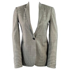GUCCI Size 4 Black White Wool Blend Houndstooth Single Button Jacket Blazer