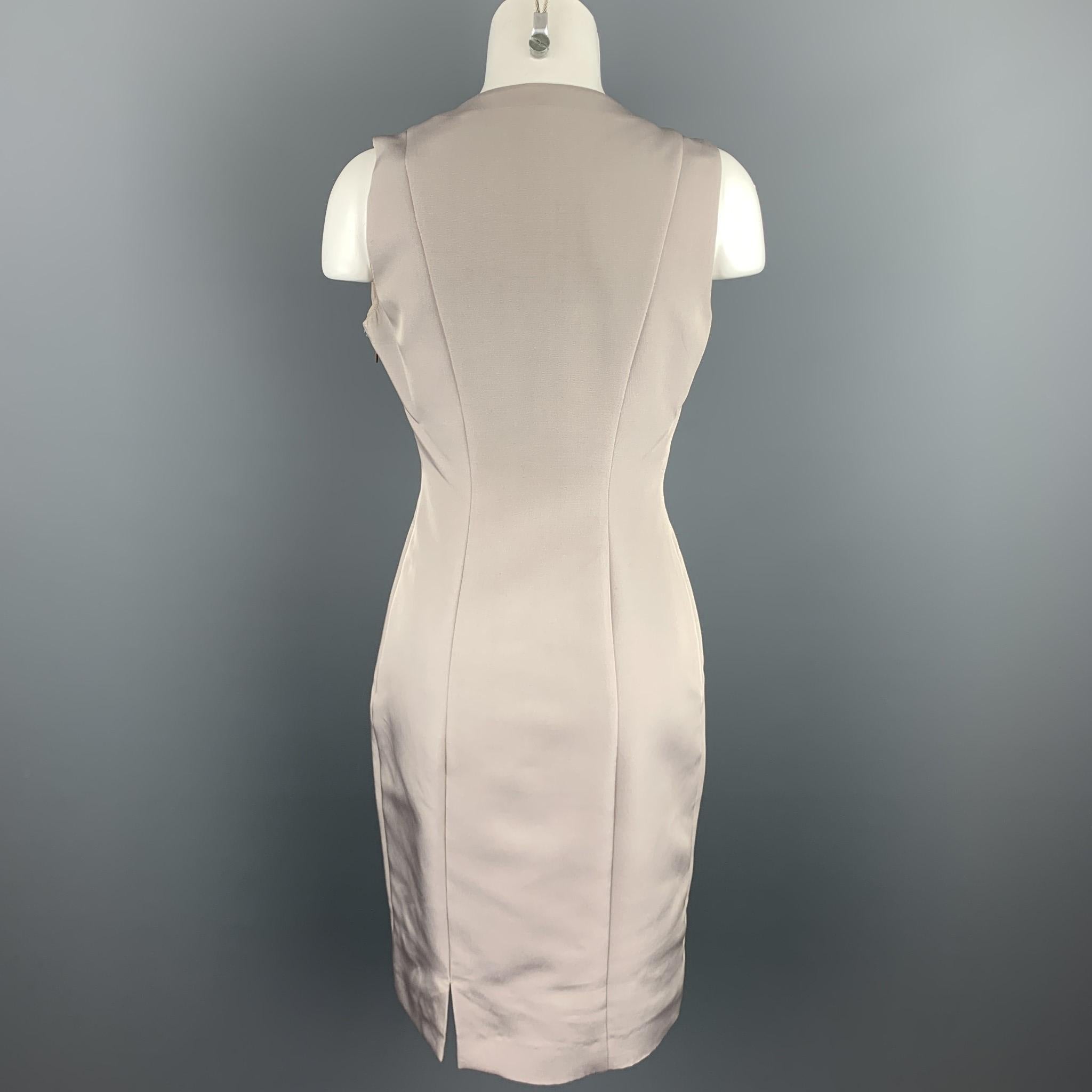 Beige GUCCI Size 4 Gray Silk / Nylon Sleeveless Shift Dress