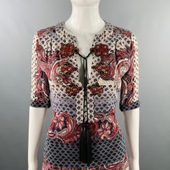 GUCCI Size 4 Multi Color Silk Chinoiserie Pleated Dress