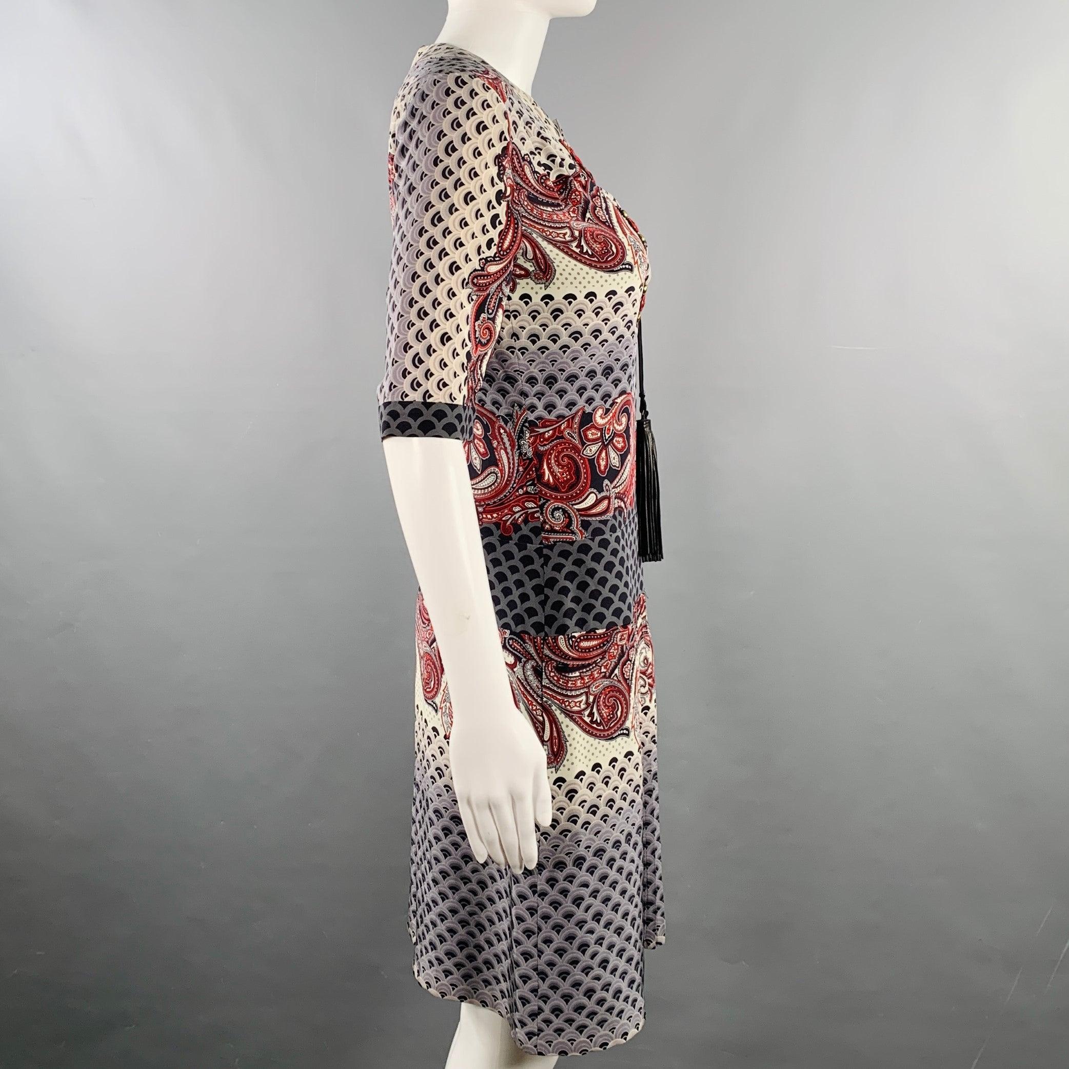 GUCCI Size 4 Multi Color Silk Chinoiserie Pleated Dress In Excellent Condition For Sale In San Francisco, CA