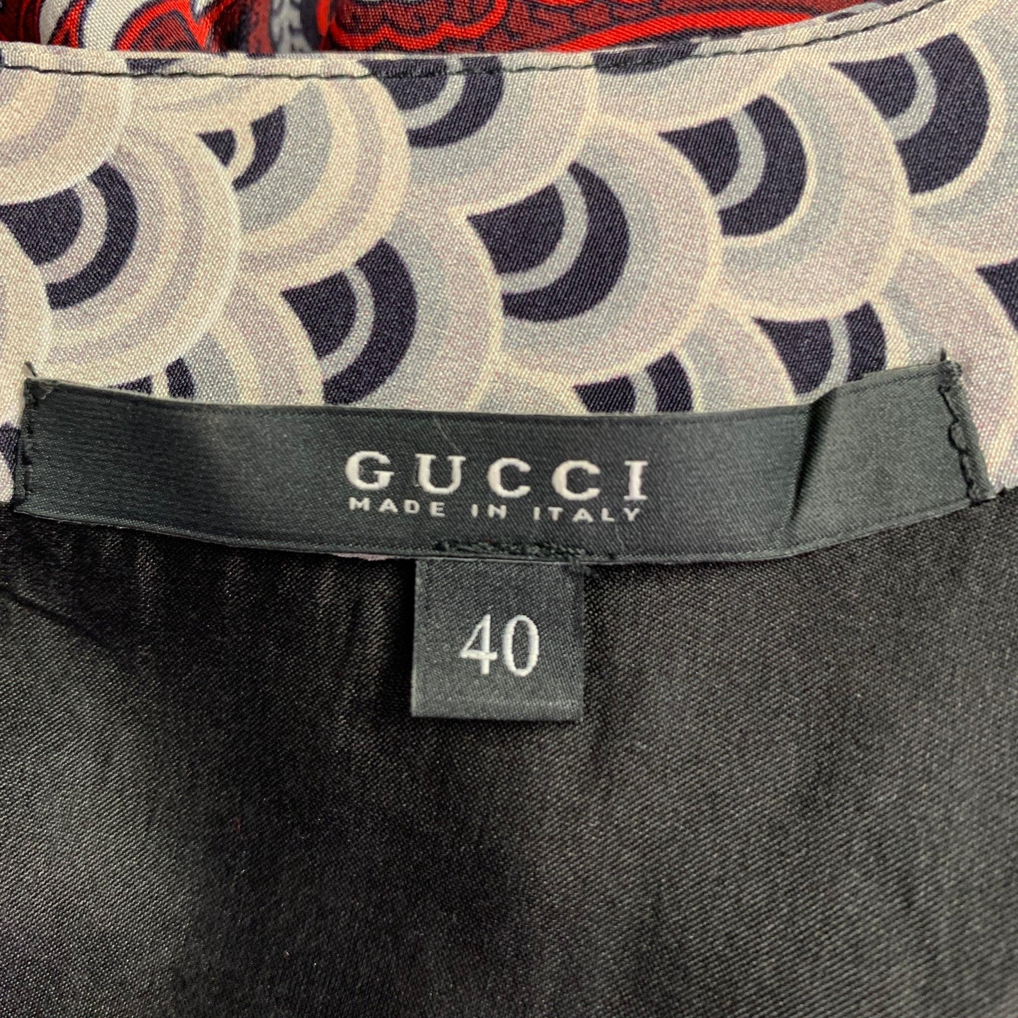 GUCCI Size 4 Multi Color Silk Chinoiserie Pleated Dress For Sale 1