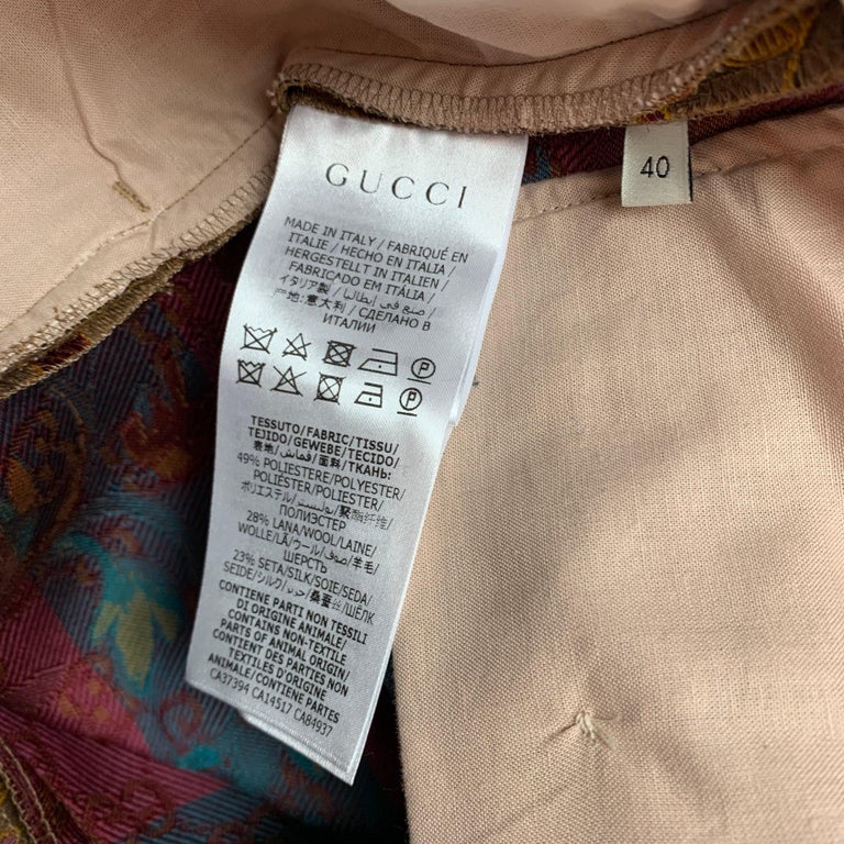 GUCCI Size 4 Tan Gold Brocade Floral Polyester Single Button Pants Suit For  Sale at 1stDibs