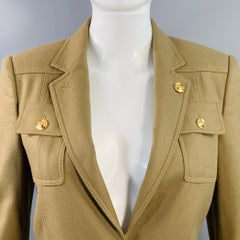 GUCCI Size 4 Tan Gold Wool Cashmere Blend Twill Safari Jacket Blazer