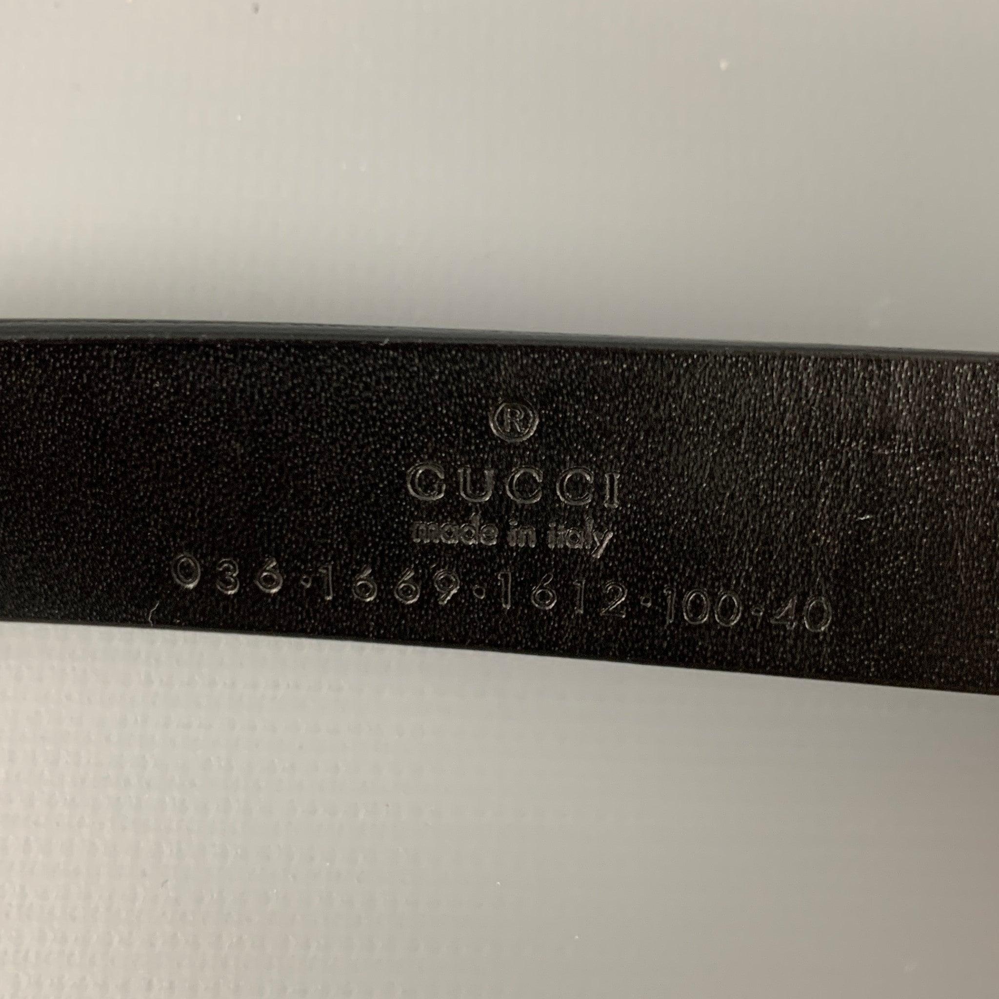 GUCCI Size 40 Black Leather Belt For Sale 3