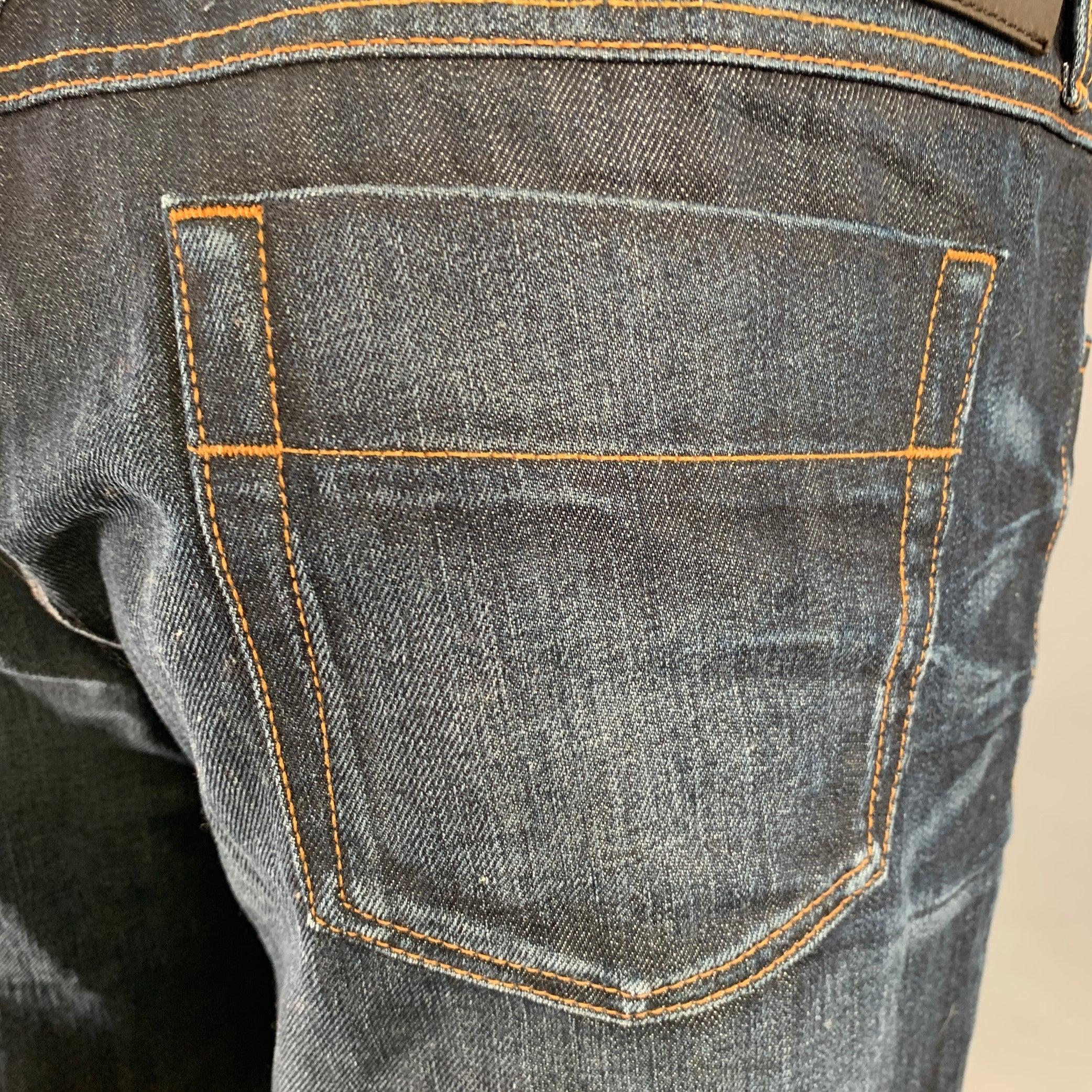 GUCCI Größe 40 Blau Indigo Kontraststich Streifenstich Baumwolle Skinny Fünf Taschen Jeans Herren