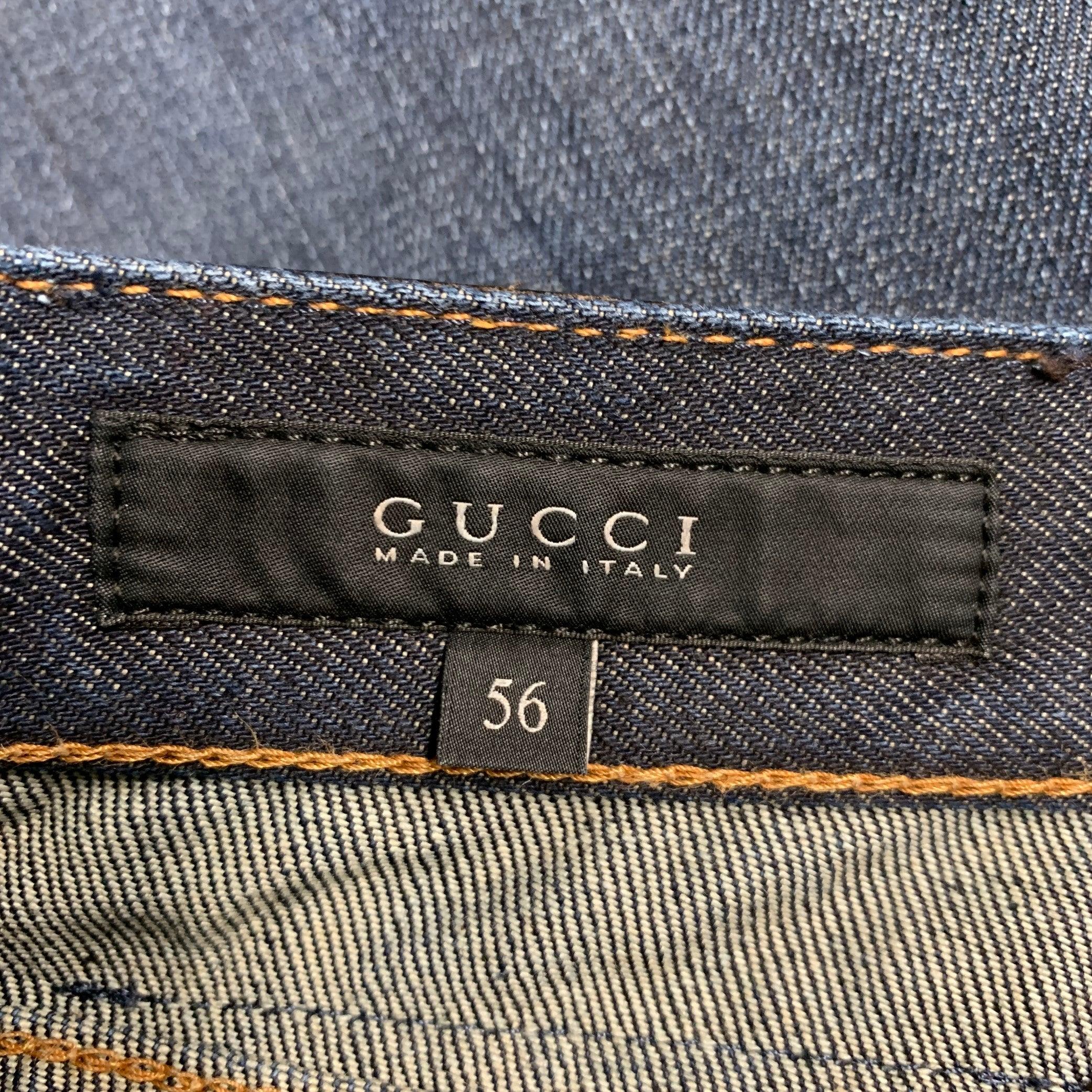 GUCCI Größe 40 Blau Indigo Kontraststich Streifenstich Baumwolle Skinny Fünf Taschen Jeans 2