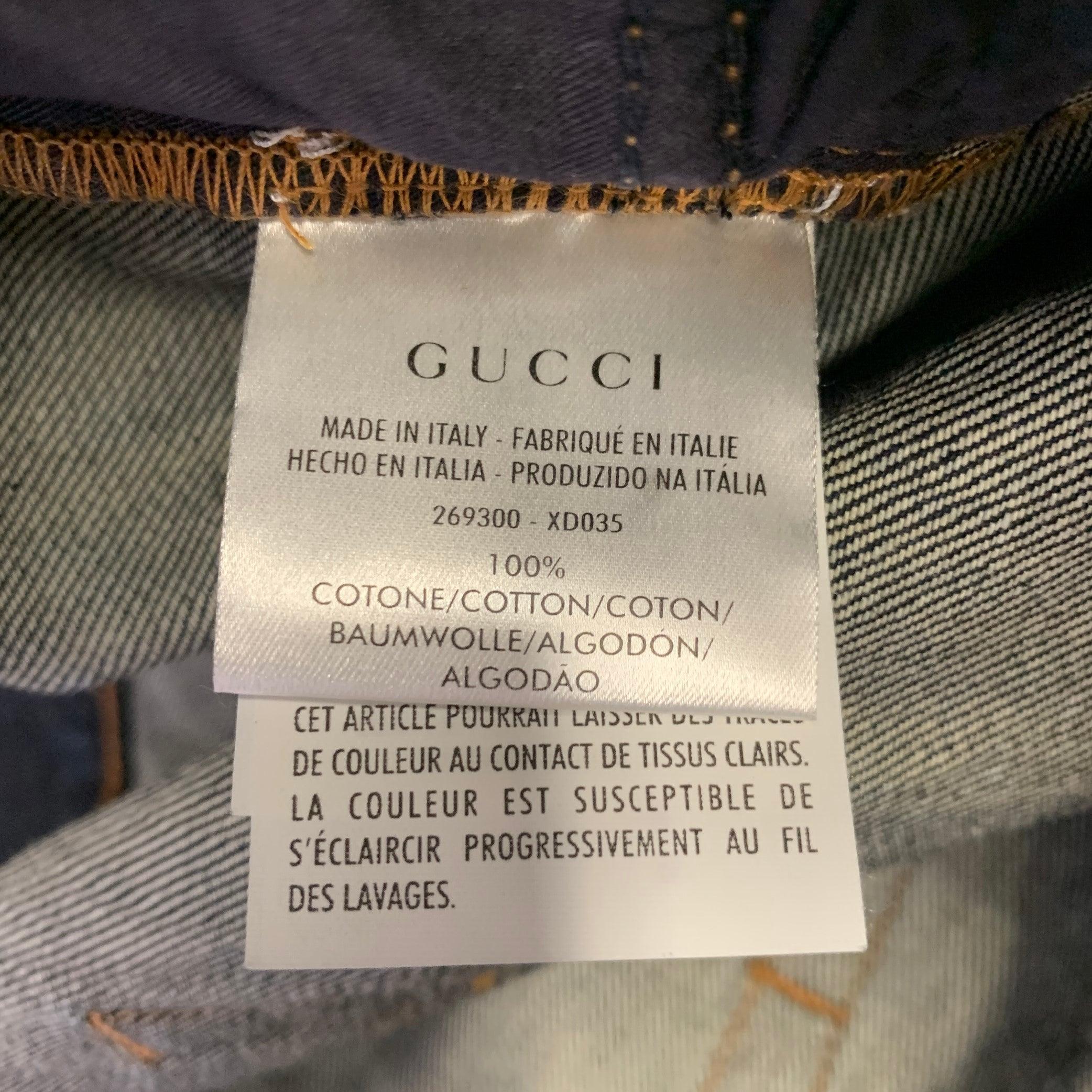 GUCCI Größe 40 Blau Indigo Kontraststich Streifenstich Baumwolle Skinny Fünf Taschen Jeans 3