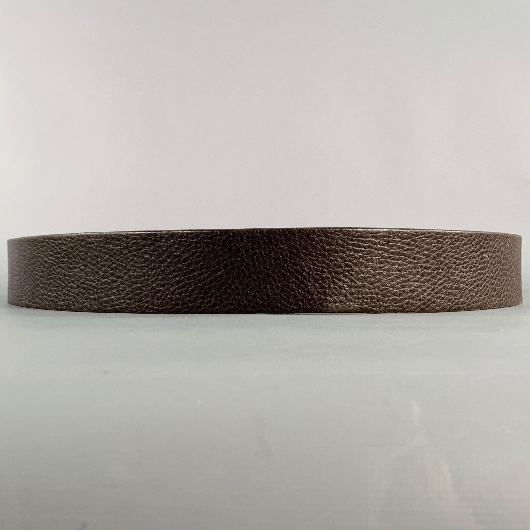 Black GUCCI Size 40 Brown Silver Leather Belt For Sale
