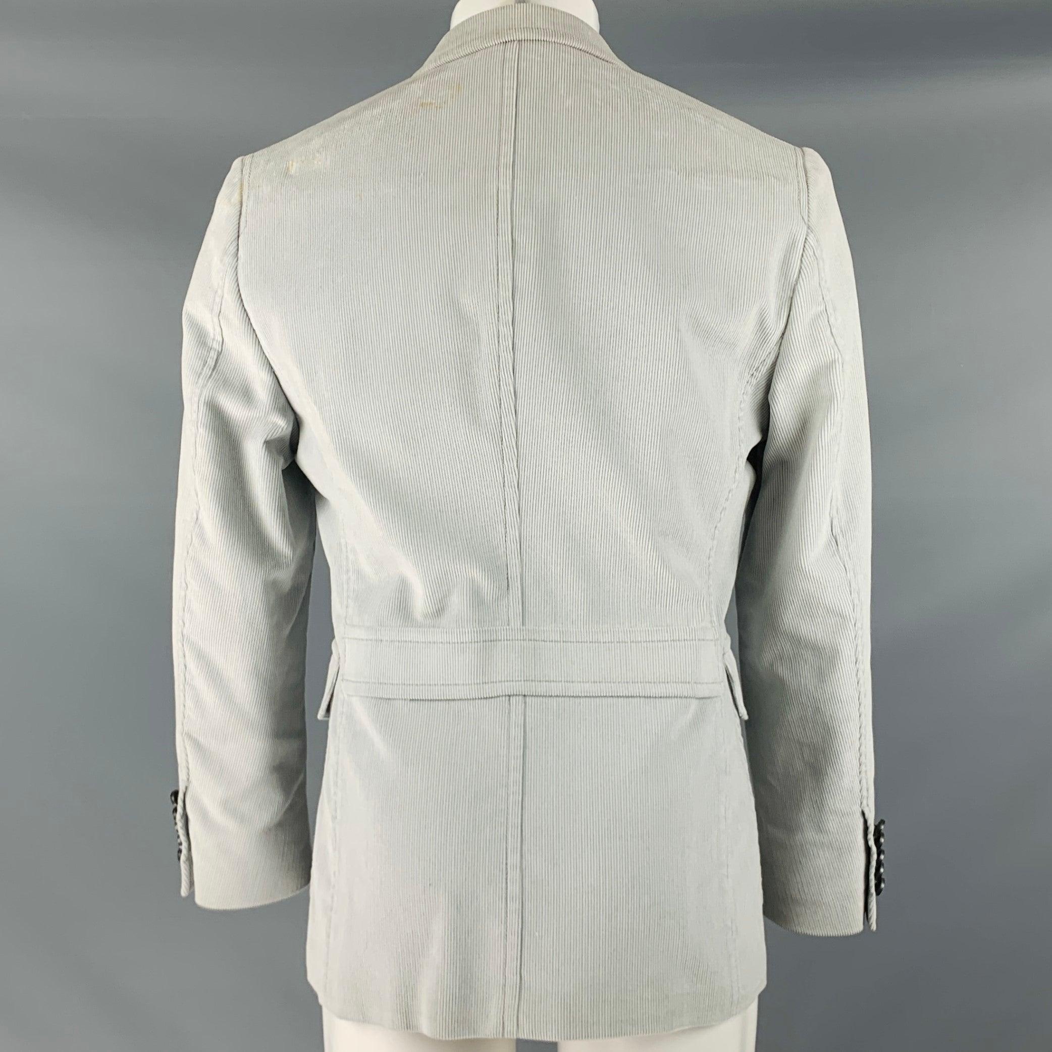 Gray GUCCI Size 40 Grey Corduroy Cotton Peak Lapel Sport Coat
