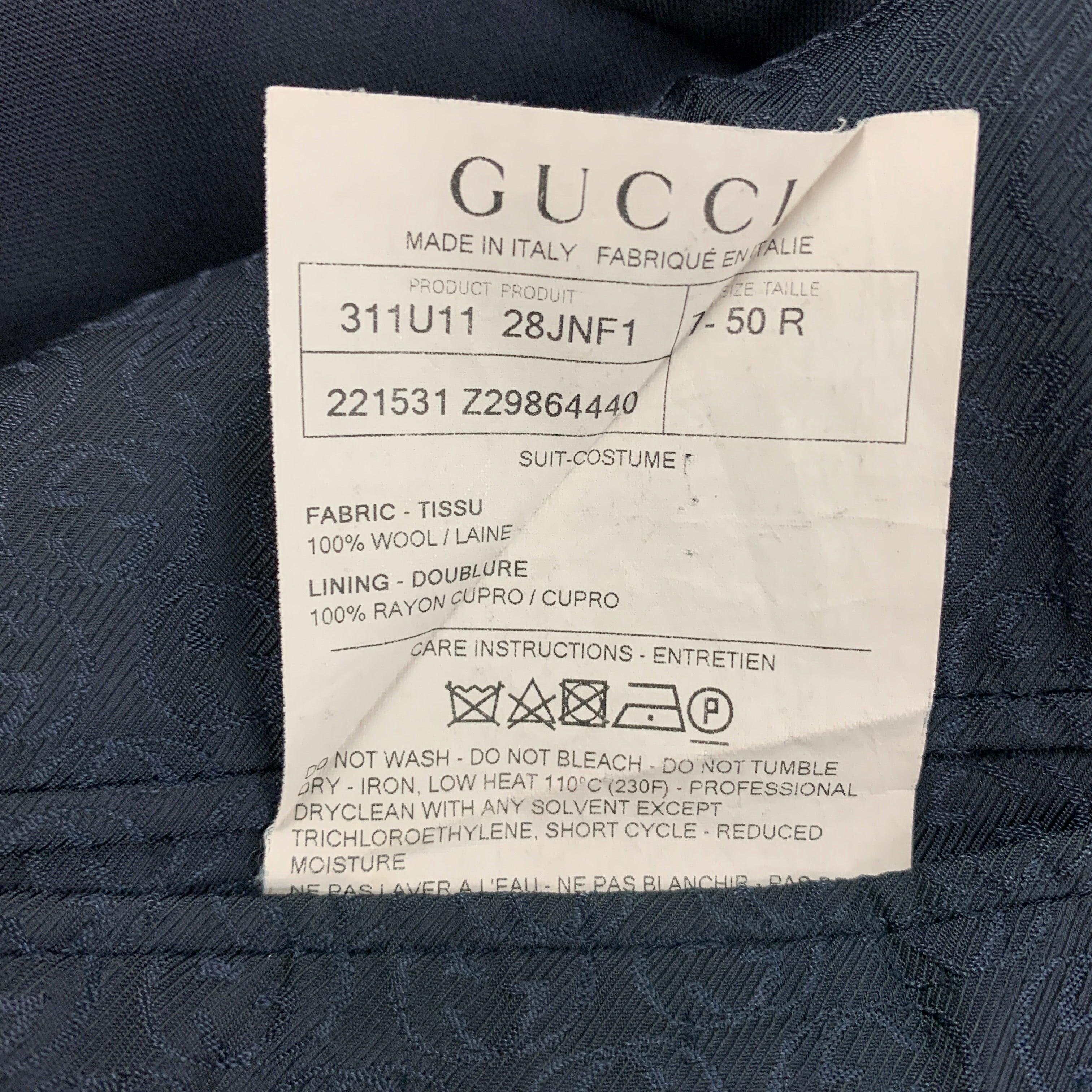 GUCCI Size 40 Navy Wool Single Breasted Sport Coat For Sale 1