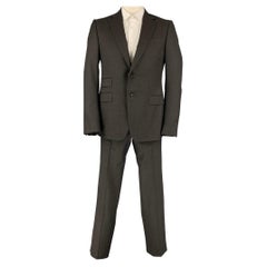 GUCCI Size 42 Brown Nailhead Wool Notch Lapel Suit