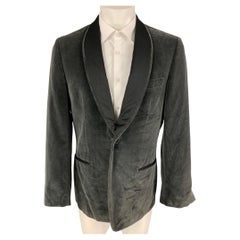 GUCCI Size 42 Grey Black Velvet Shawl Collar Sport Coat