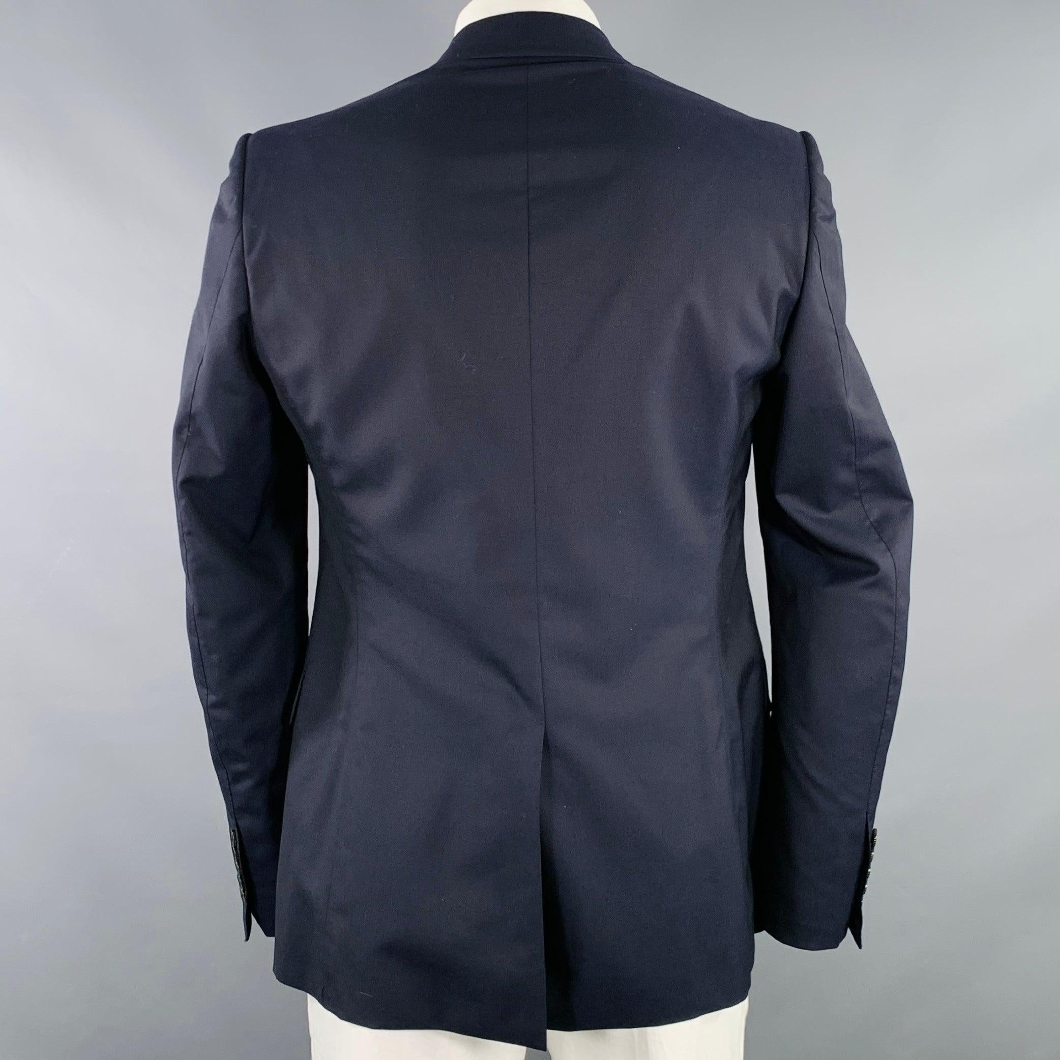 Black GUCCI Size 42 Long Navy Wool Single Breasted Sport Coat