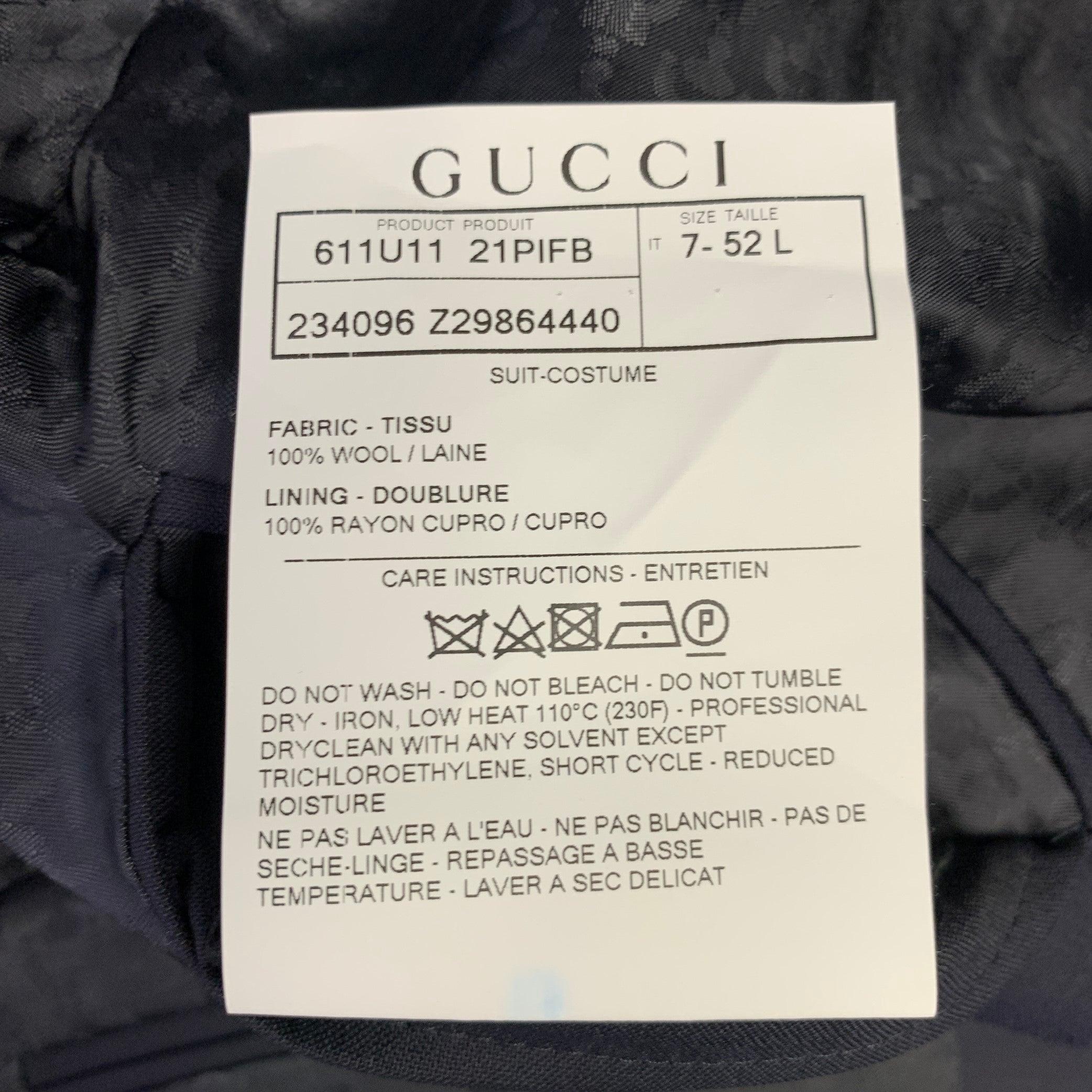 GUCCI Size 42 Long Navy Wool Single Breasted Sport Coat 3