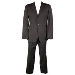 Vintage GUCCI Size 42 Regular Black Wool Notch Lapel Suit