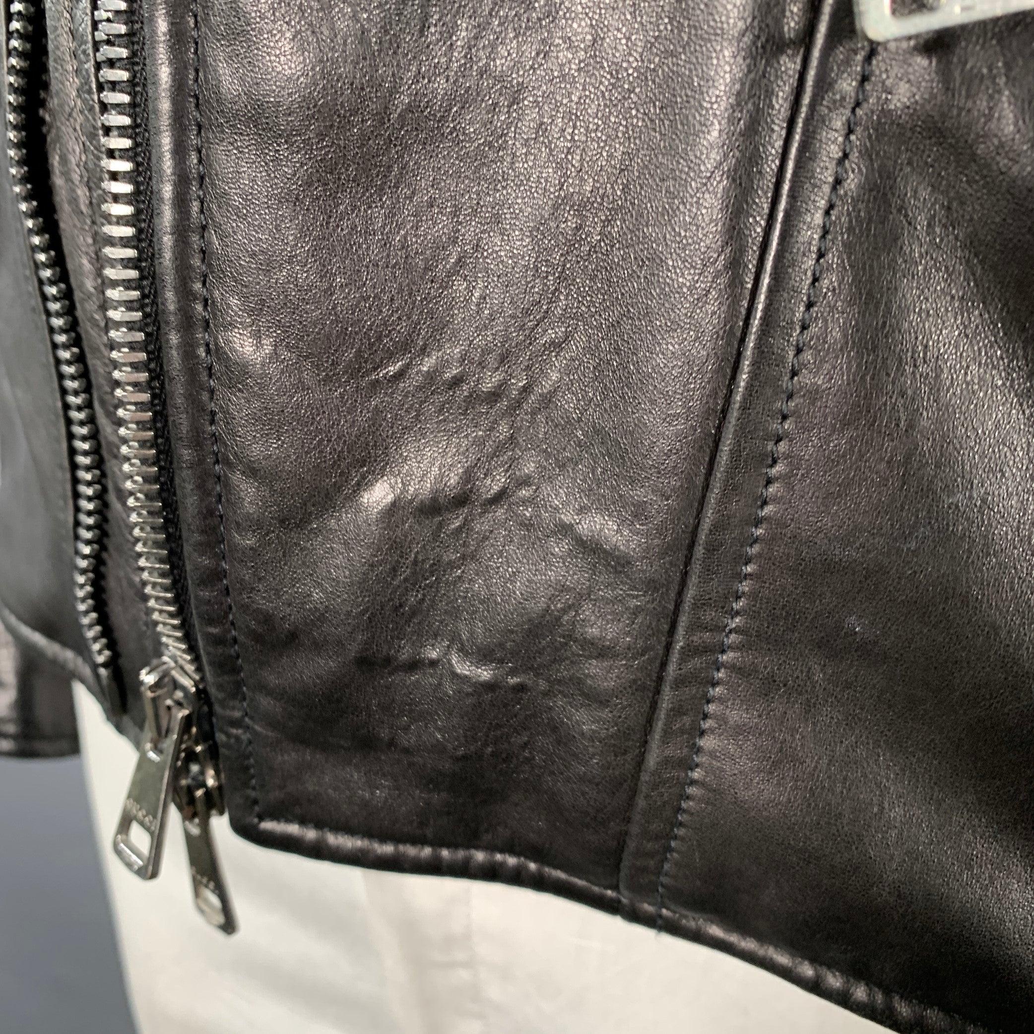 GUCCI Size 44 Black Brown Quilted Leather Motorcycle Jacket For Sale 1