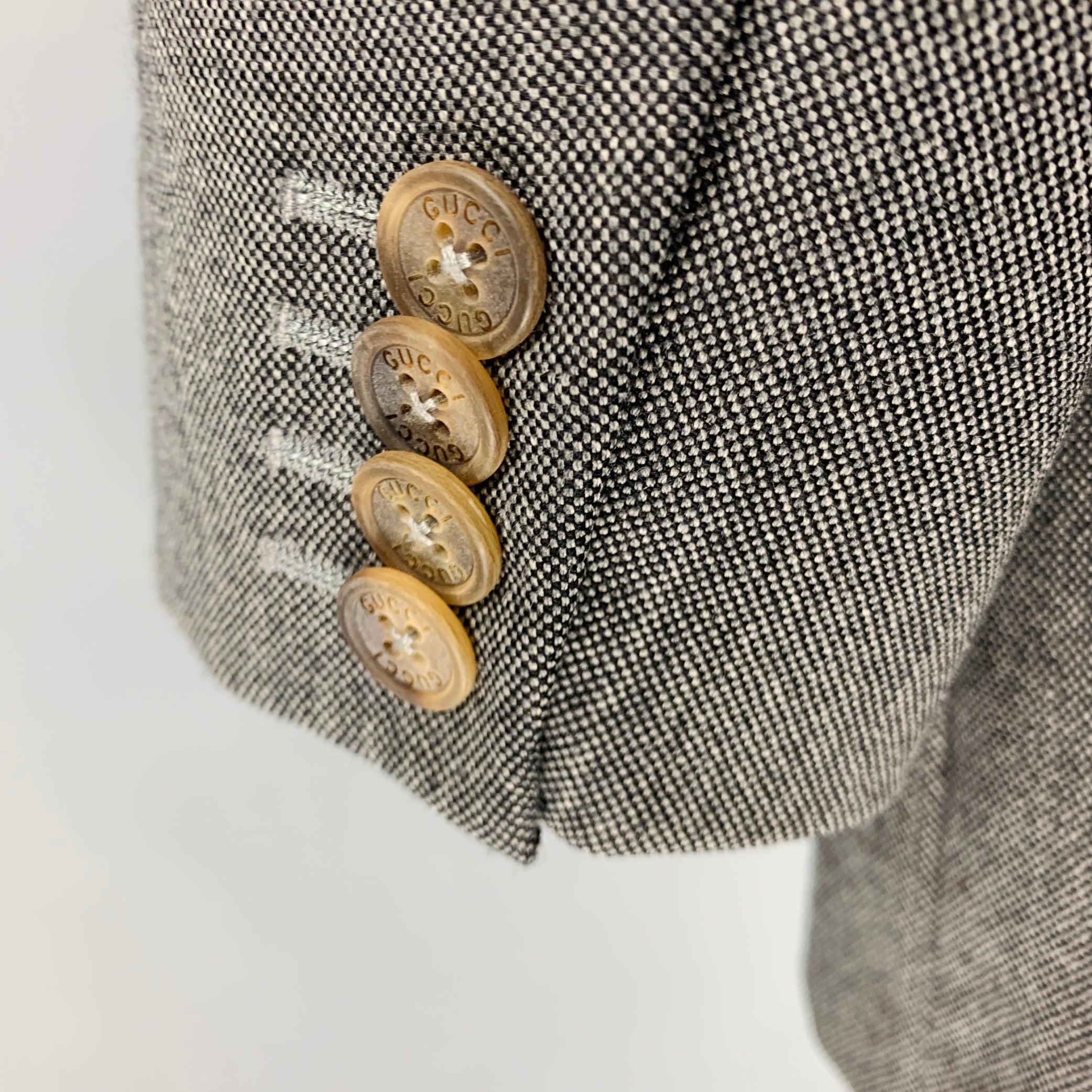 GUCCI Size 44 Black Grey Nailhead Wool Mohair Single Breasted Sport Coat For Sale 1