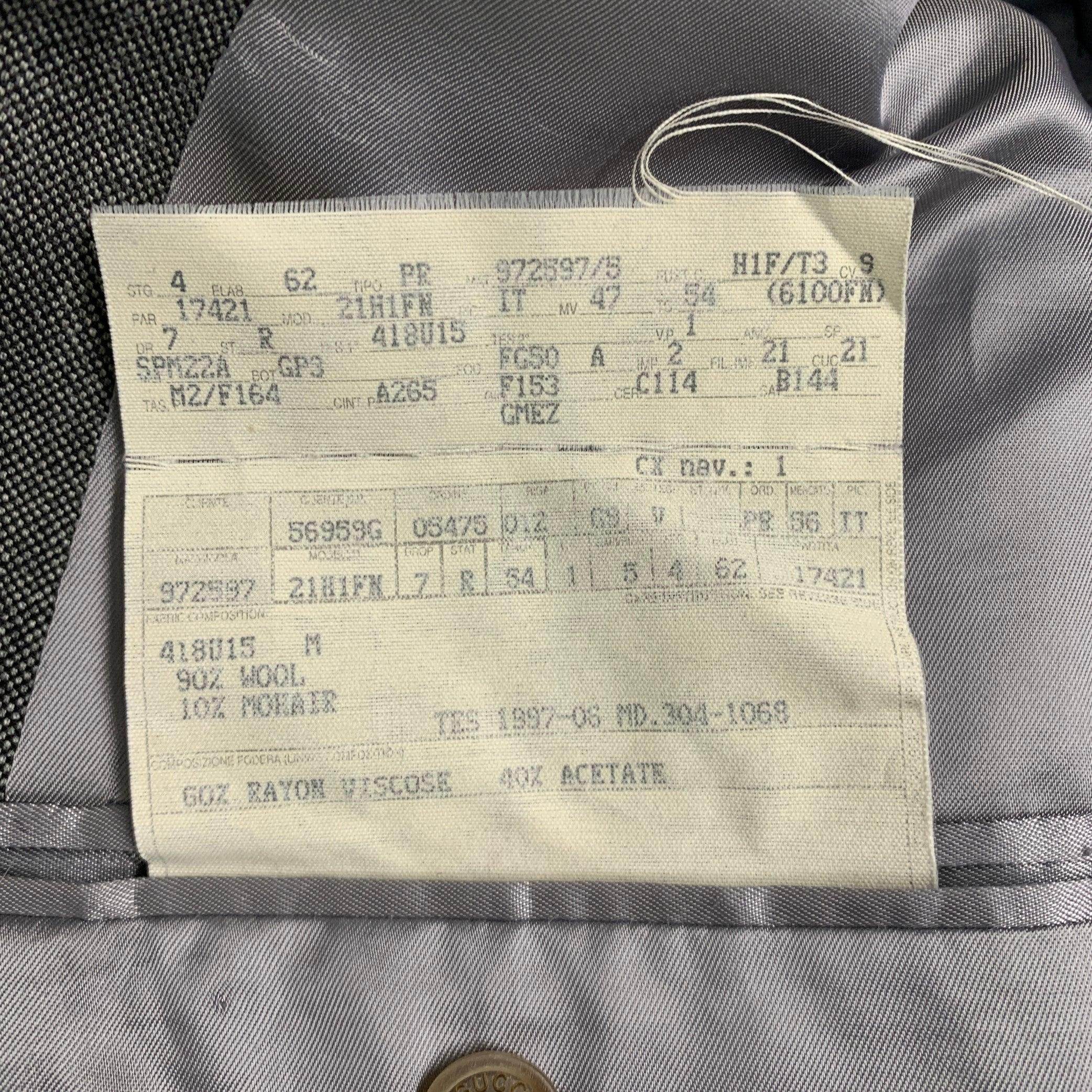 GUCCI Größe 44 Schwarz Grauer einreihiger Sportmantel aus Wolle und Mohair mit Nagelkopf im Angebot 3
