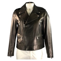 GUCCI Size 44 Black Leather Biker Jacket