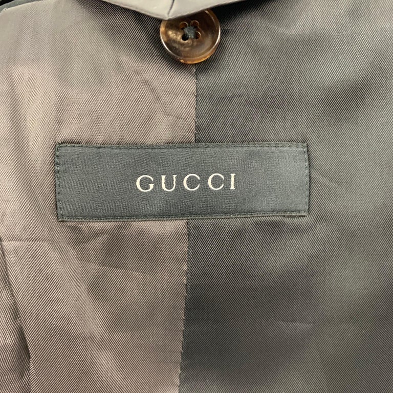 GUCCI Size 44 Taupe and Green Plaid Wool Single Breasted Sport Coat at ...
