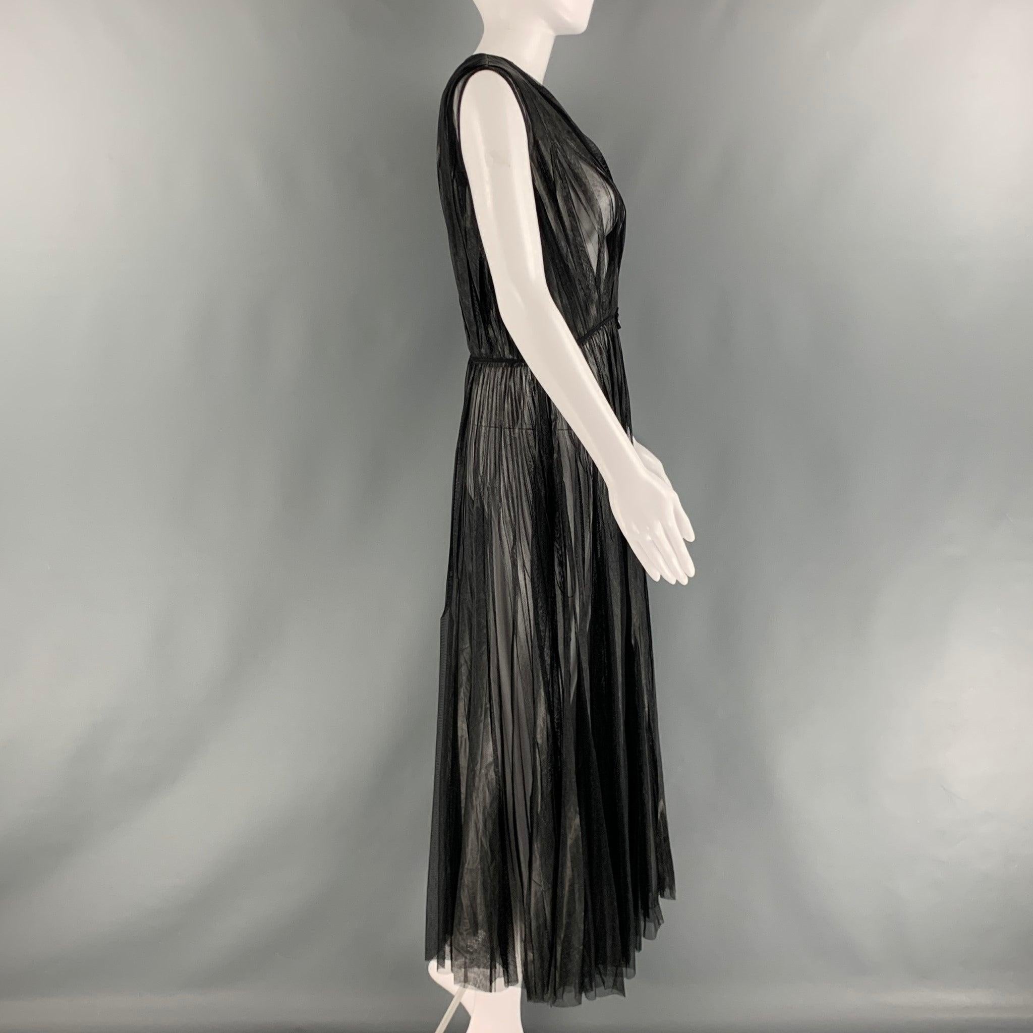 GUCCI Größe 6 Schwarzes plissiertes A-Linien-Kleid aus Polyester im Zustand „Hervorragend“ im Angebot in San Francisco, CA