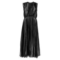 GUCCI Talla 6 Vestido A-Line Plisado Poliéster Negro