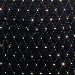 GUCCI Size 6 Black Silver Velvet Crystal Quilted Side Zipper Knee Length Skirt