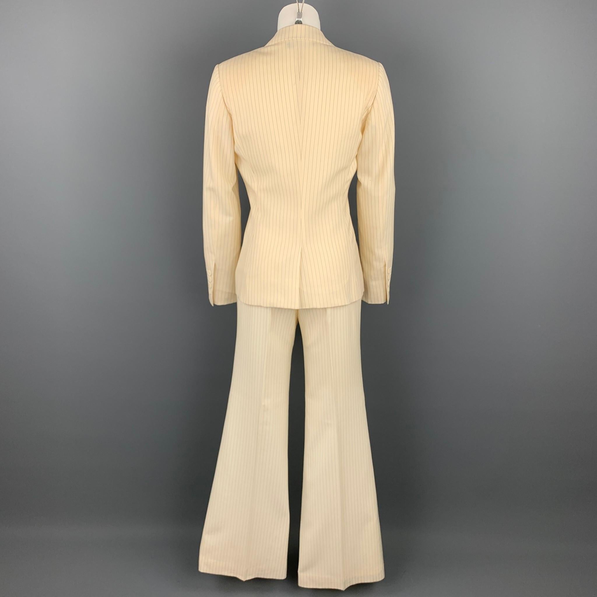 cream pinstripe suit