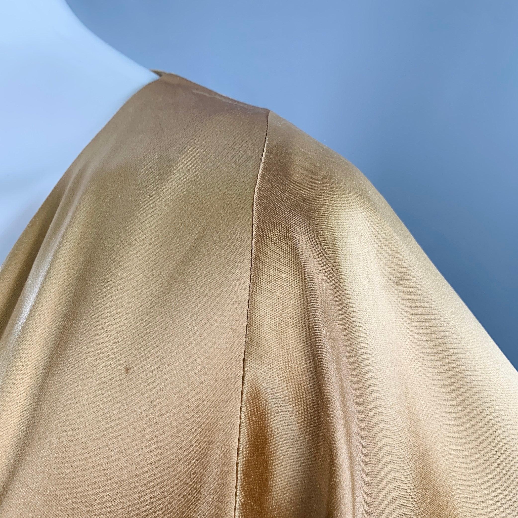 GUCCI Size 6 Gold Silk Ruched Short Sleeve Long Evening Gown 2