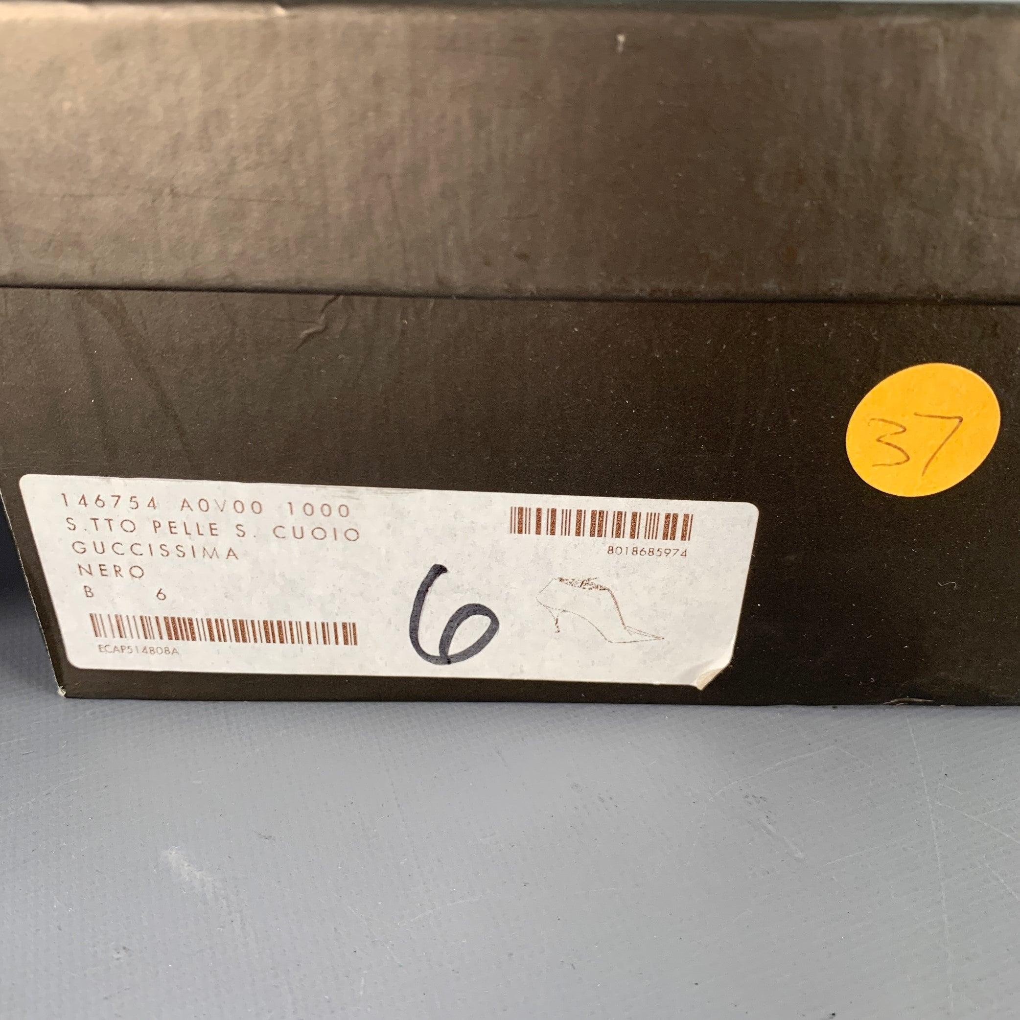 GUCCI Size 6 Guccissima Black Leather Embossed Monogram Side Zipper Boots For Sale 7
