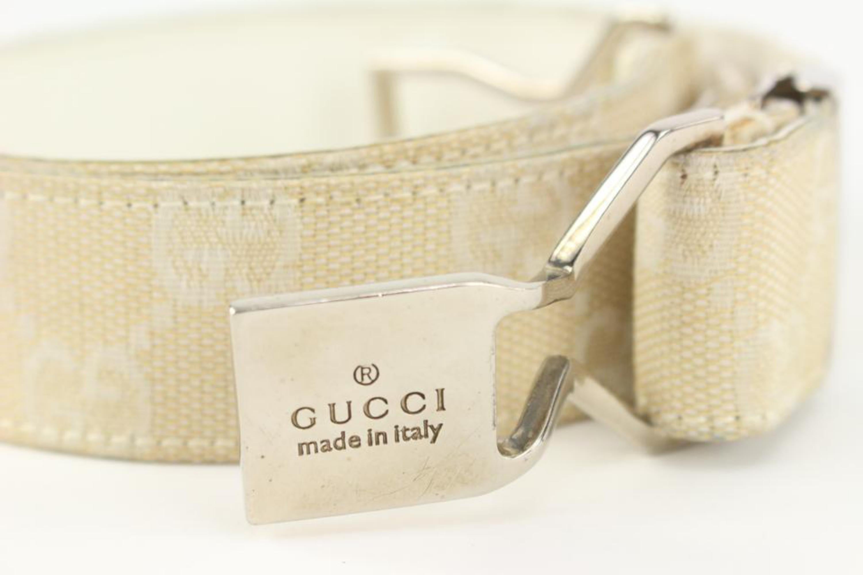 Gucci Size 70/28 Ivory Monogram GG Belt 127g22 For Sale 4