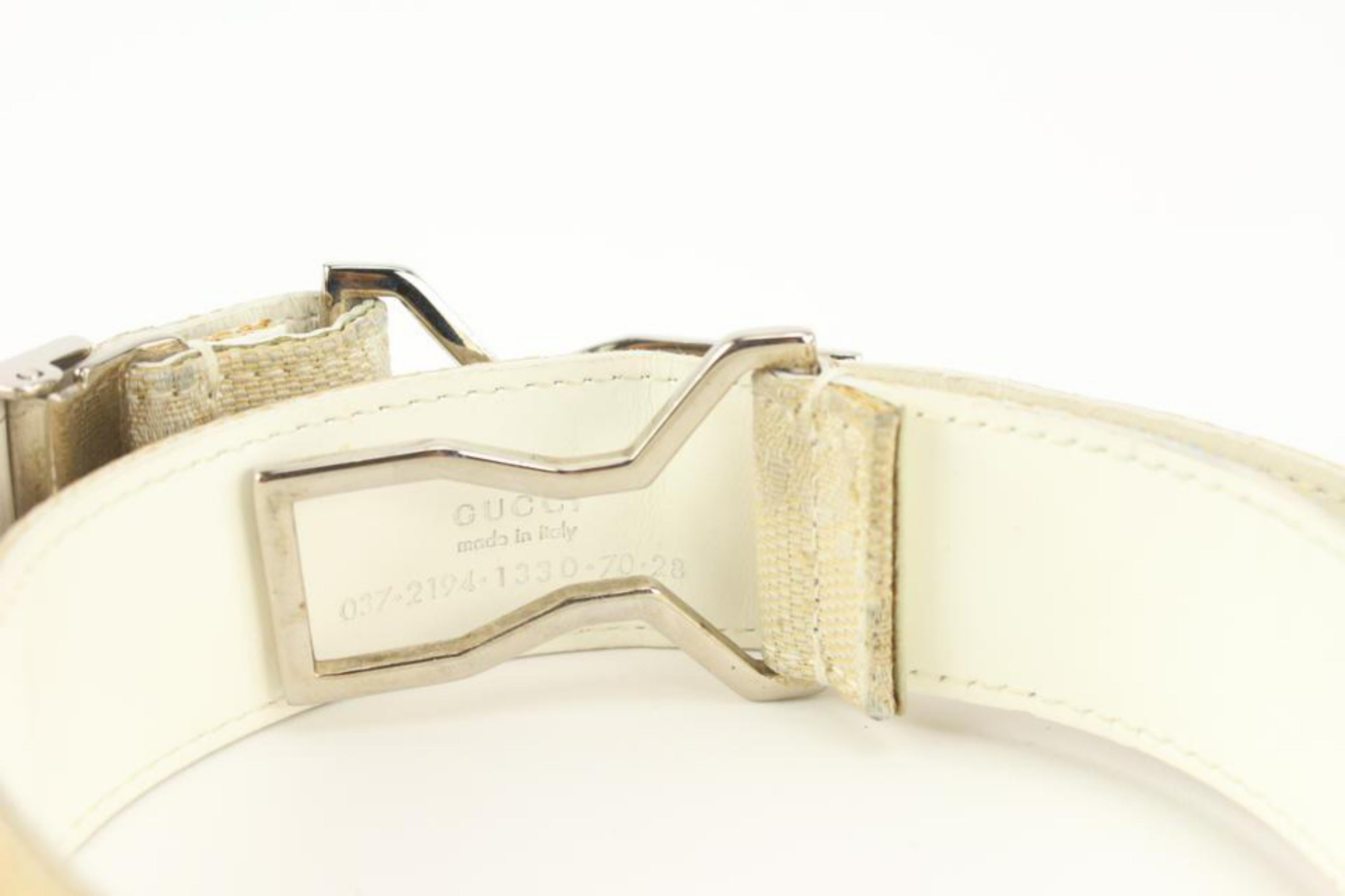 Gucci Size 70/28 Ivory Monogram GG Belt 127g22 For Sale 1