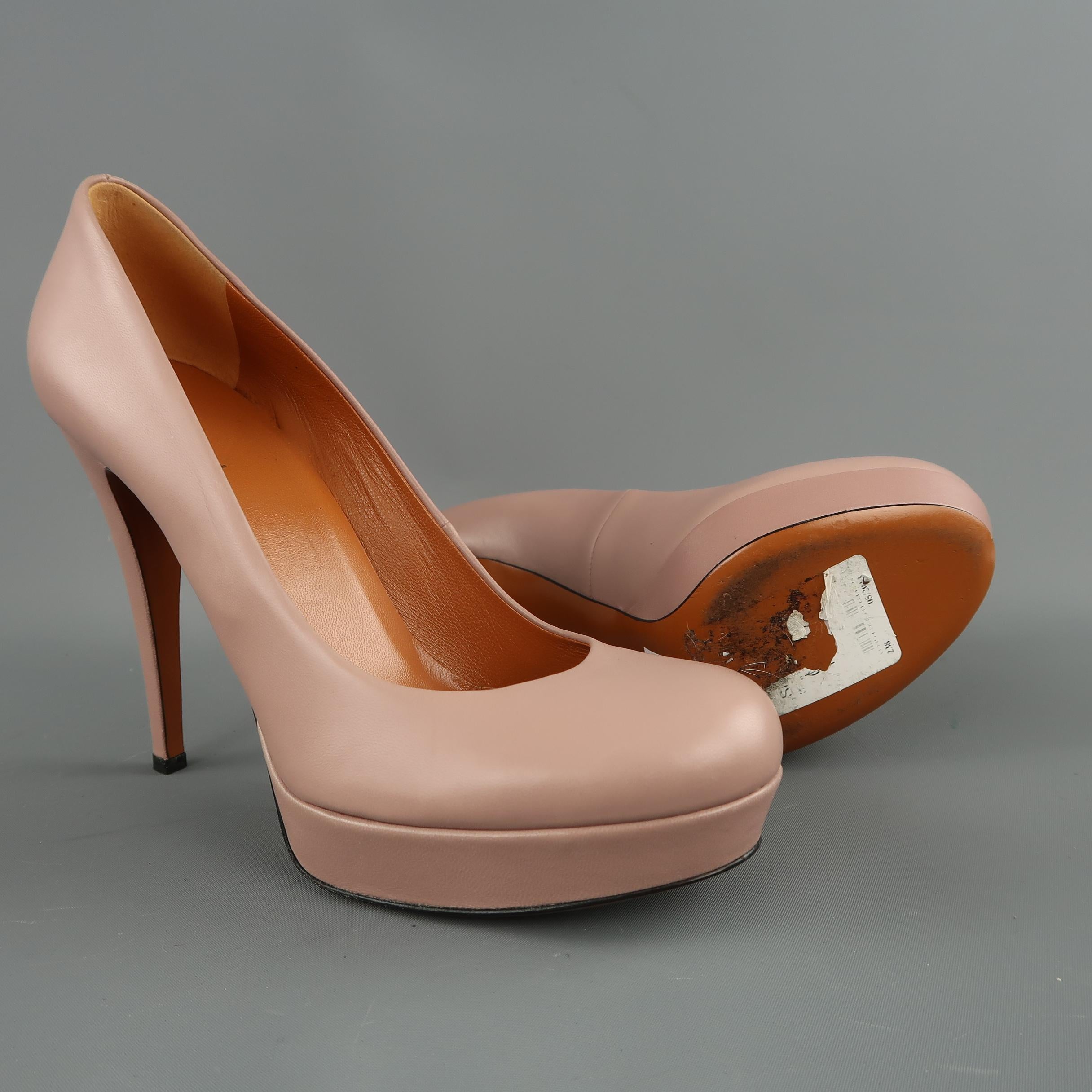 Brown GUCCI Size 7.5 Muted Pink Leather Platform Heels Pumps