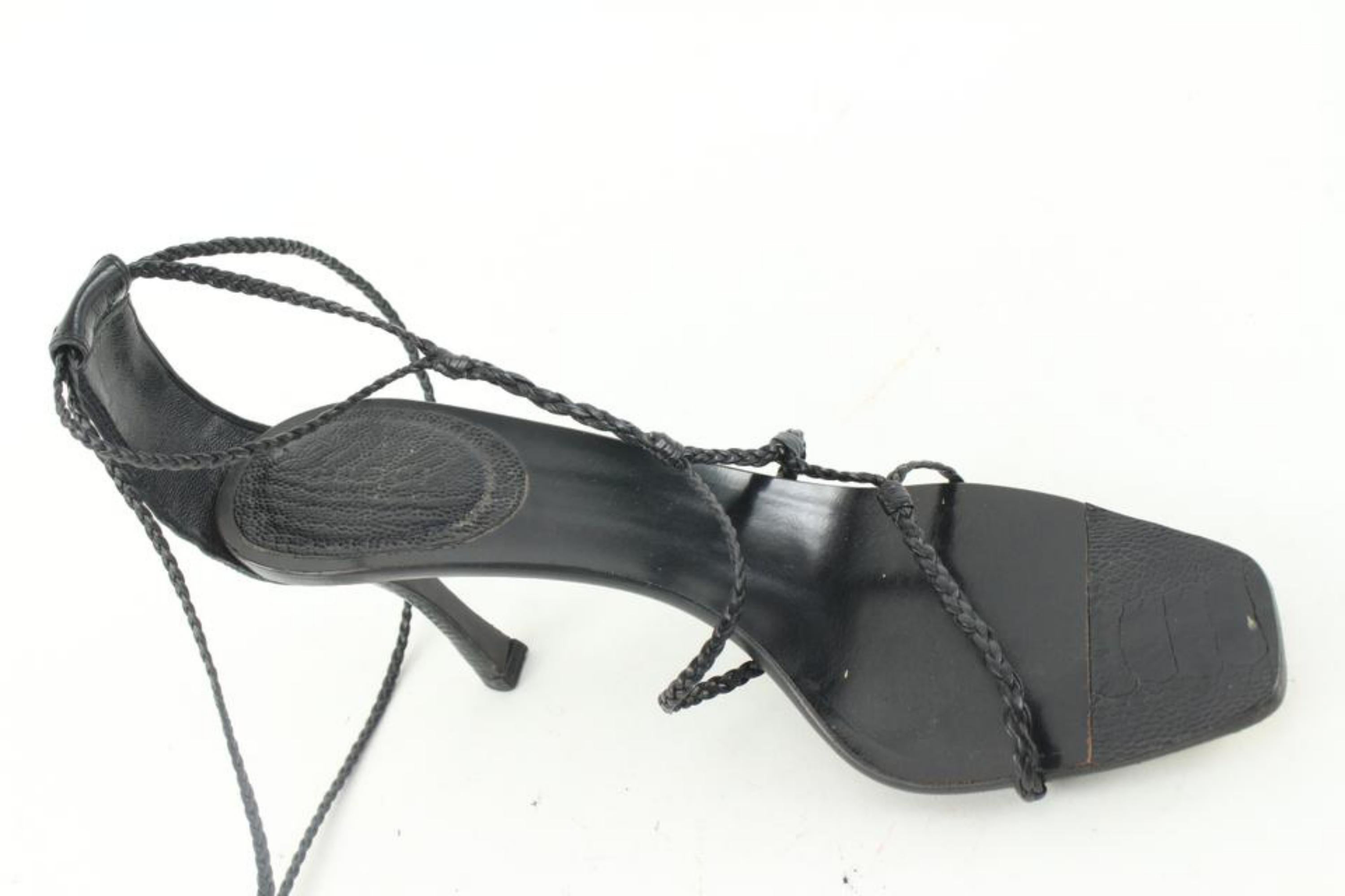 Gucci Size 8 B Black Strappy Sandals 5G110 For Sale 5