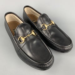 GUCCI Size 8 Black Solid Leather Loafers