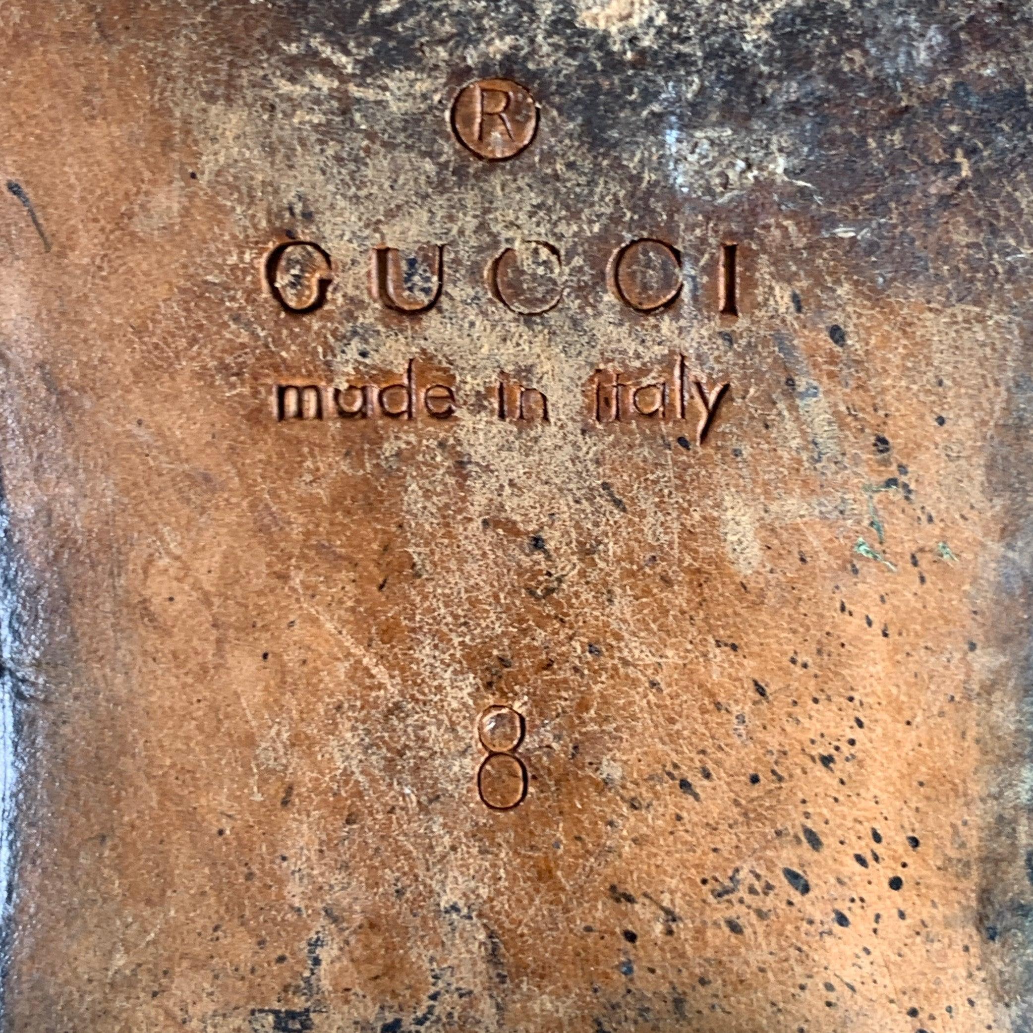 GGCI Size 8.5 Black GG Monogram Leather Strap Slip On Loafers en vente 3