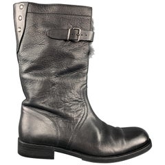 GUCCI Size 8.5 Black Leather Fur Lined Calf Boots GUCCI Size 8.5 Black Leather Fur Lined Calf Boots
