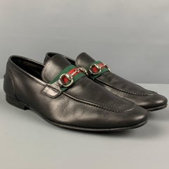 GUCCI Size 8.5 Black Leather Horsebit Loafers