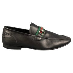 GUCCI Size 8.5 Black Leather Horsebit Loafers