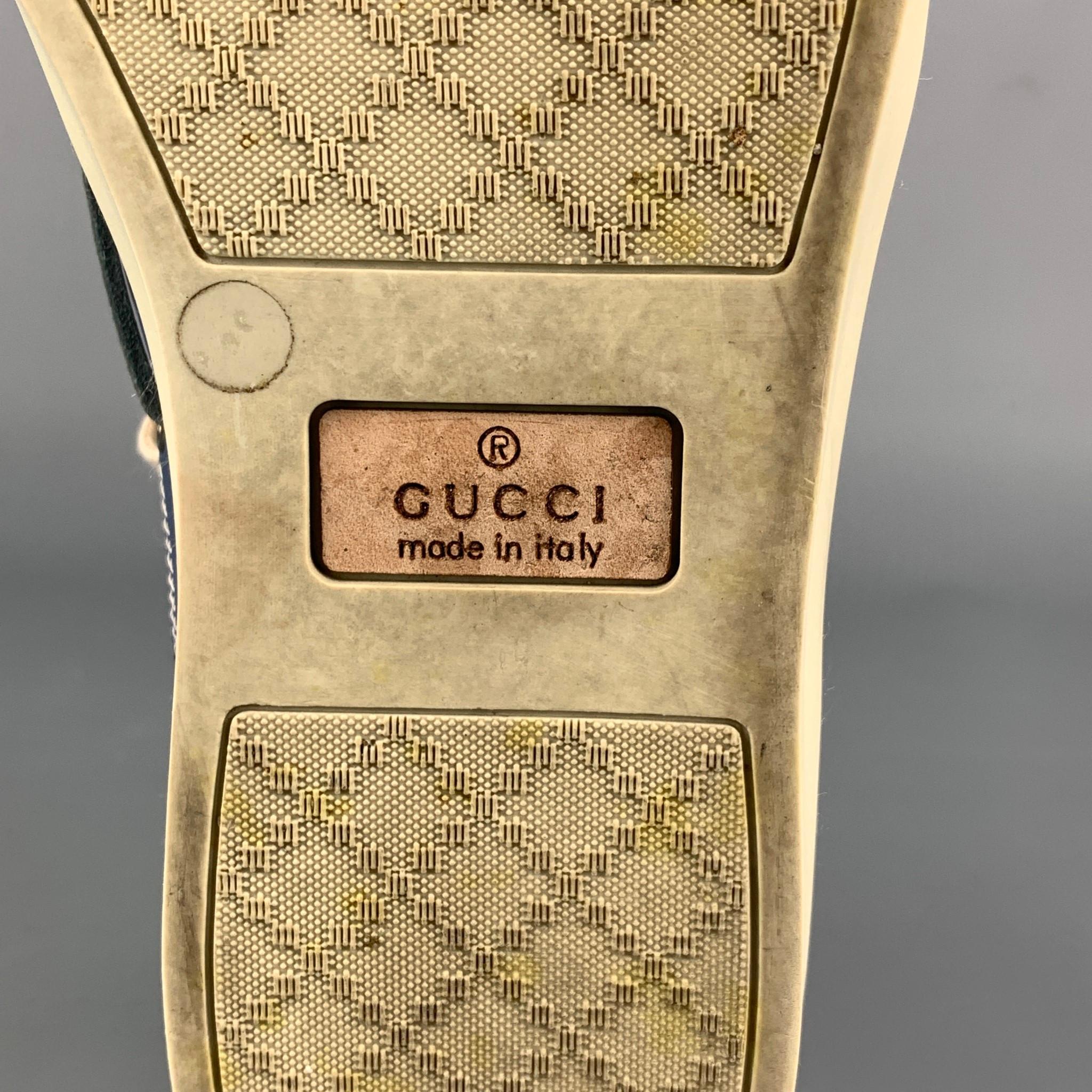 GUCCI Size 8.5 Blue & Beige Color Block Leather Boat Shoe Sneakers In Good Condition In San Francisco, CA