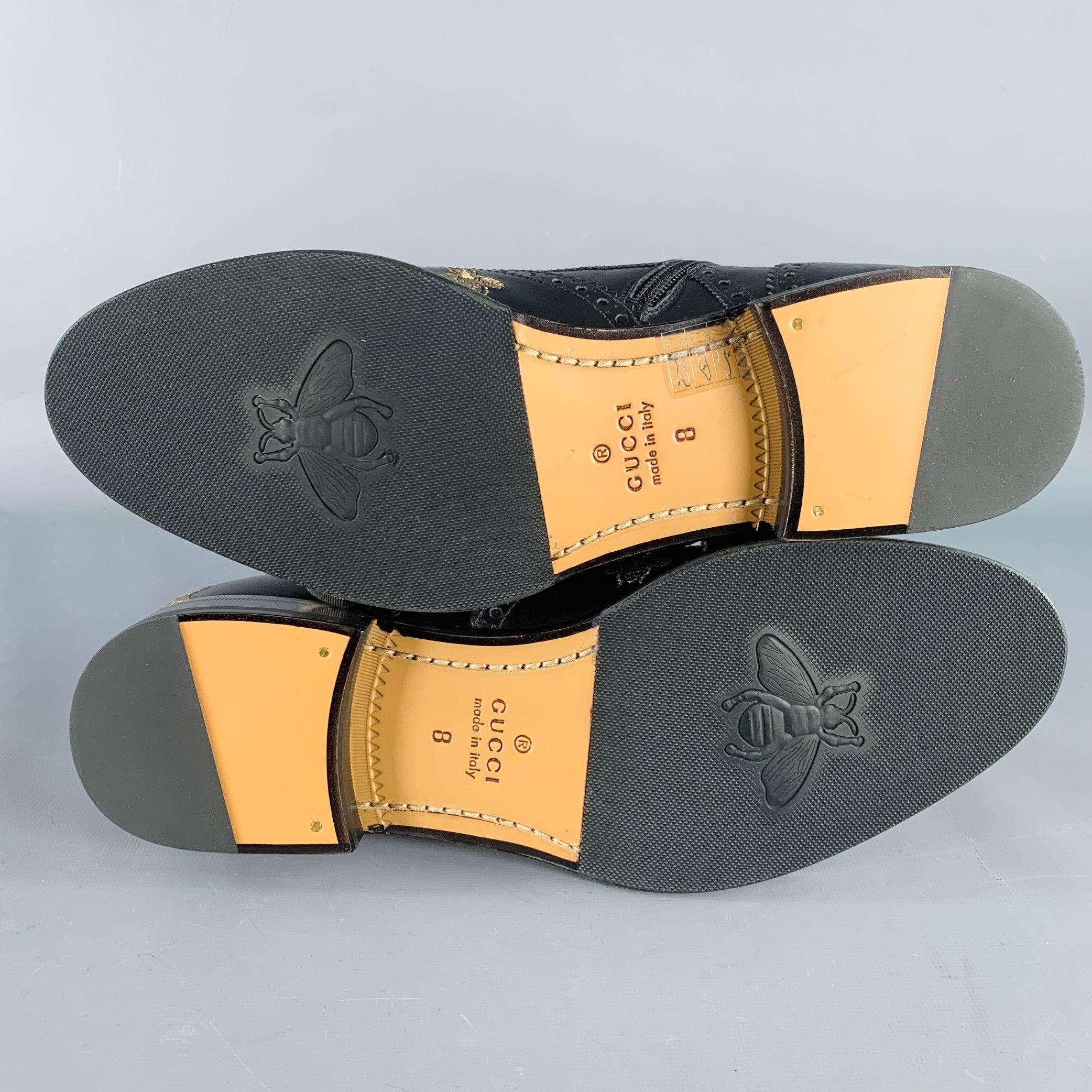 Gucci Size 8.5 Dionysus Black Silver Gold Bee Stars Embroidery Buckle Boots en vente 3