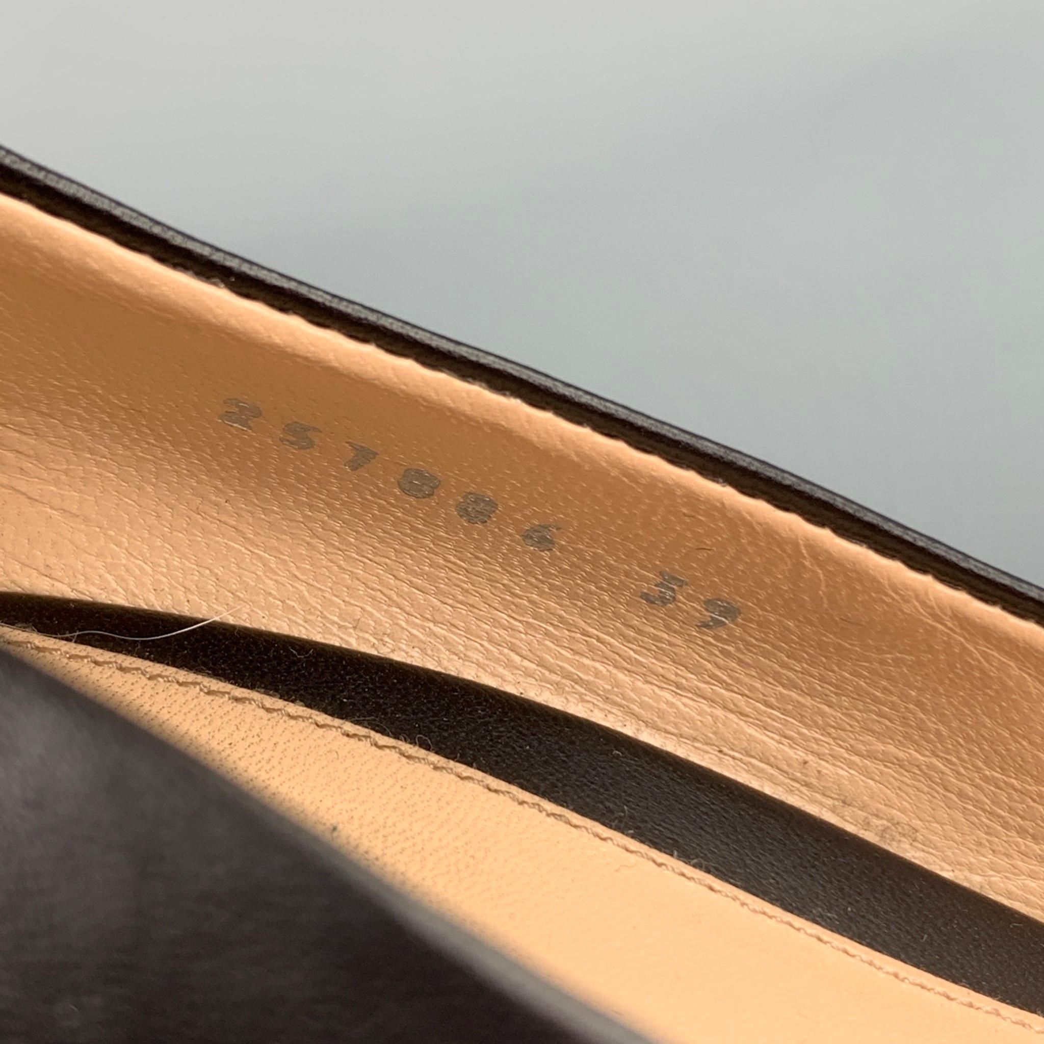 GUCCI Size 9 Black Leather Horsebit Peep Toe Pumps In Good Condition In San Francisco, CA