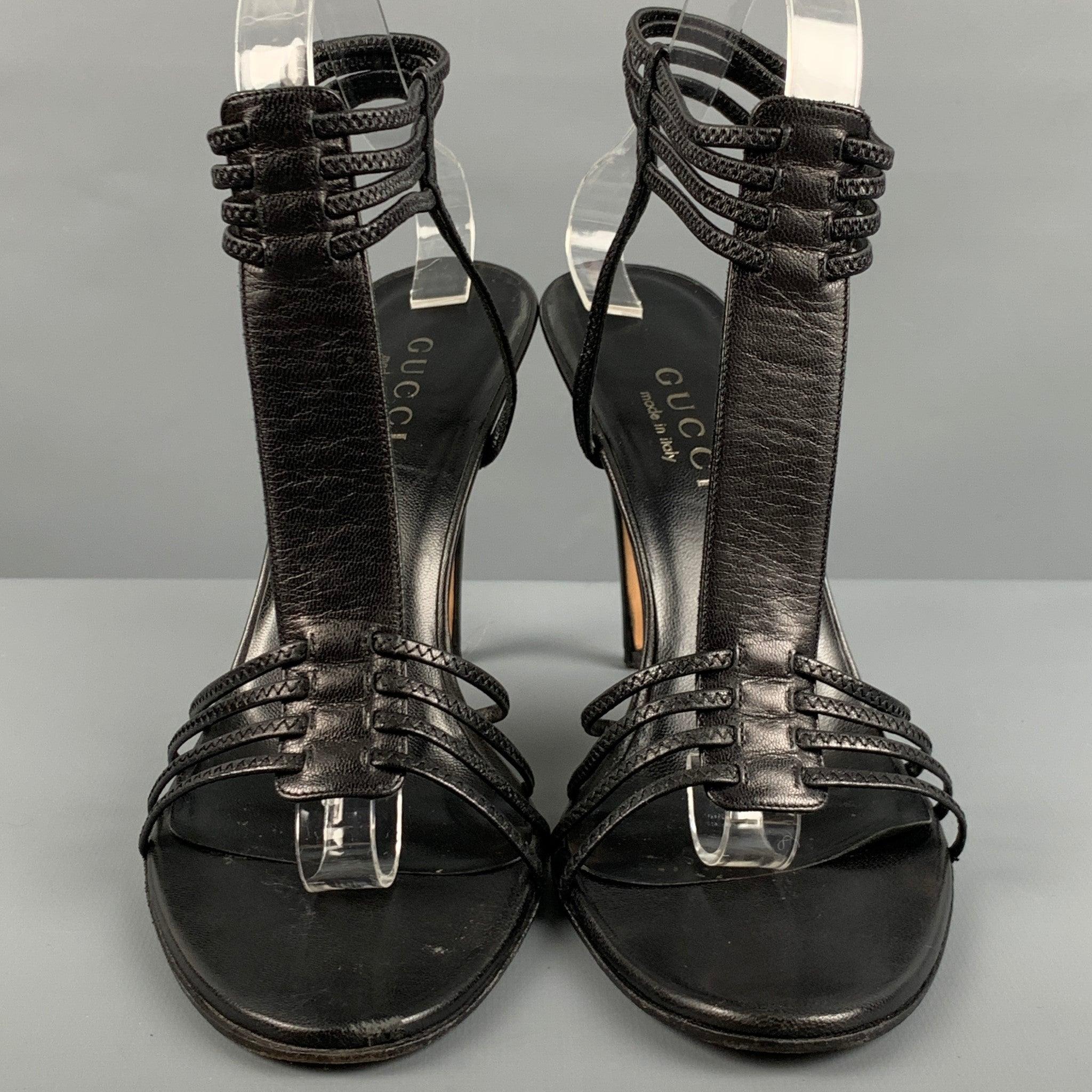 Women's GUCCI Size 9 Black Leather Strap Sandals