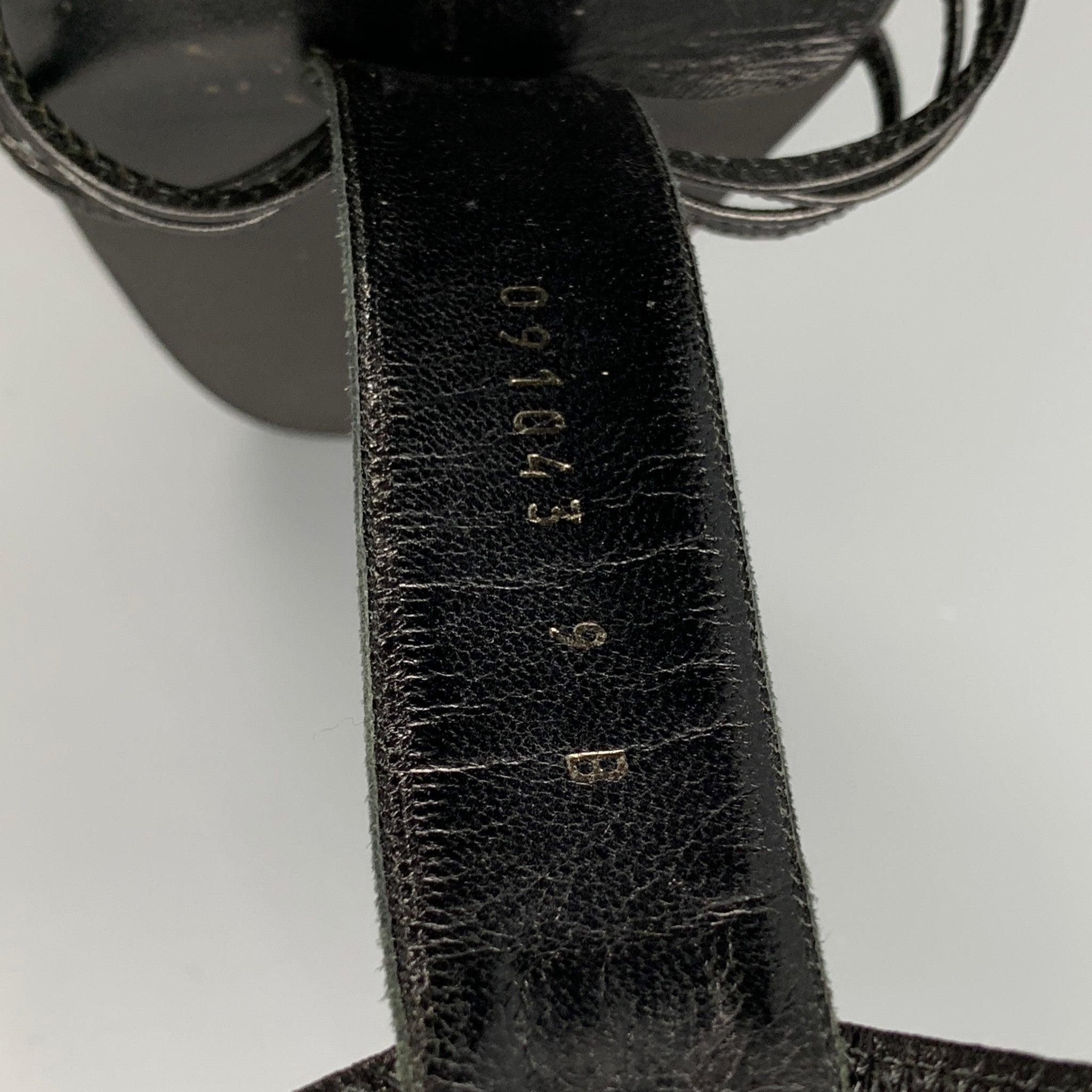 GUCCI Size 9 Black Leather Strap Sandals 4