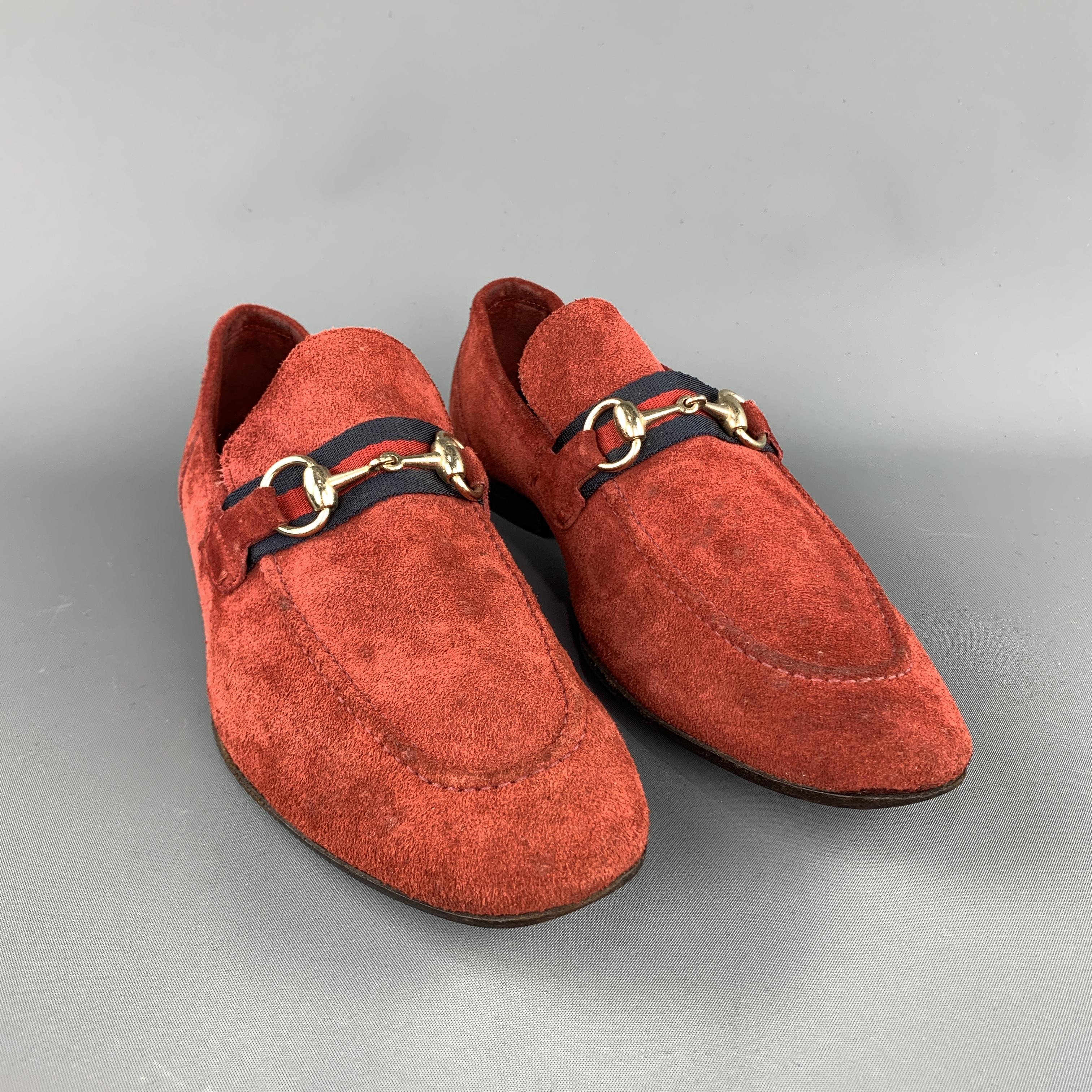Red GUCCI Size 9 Brick Solid Slip On Loafers