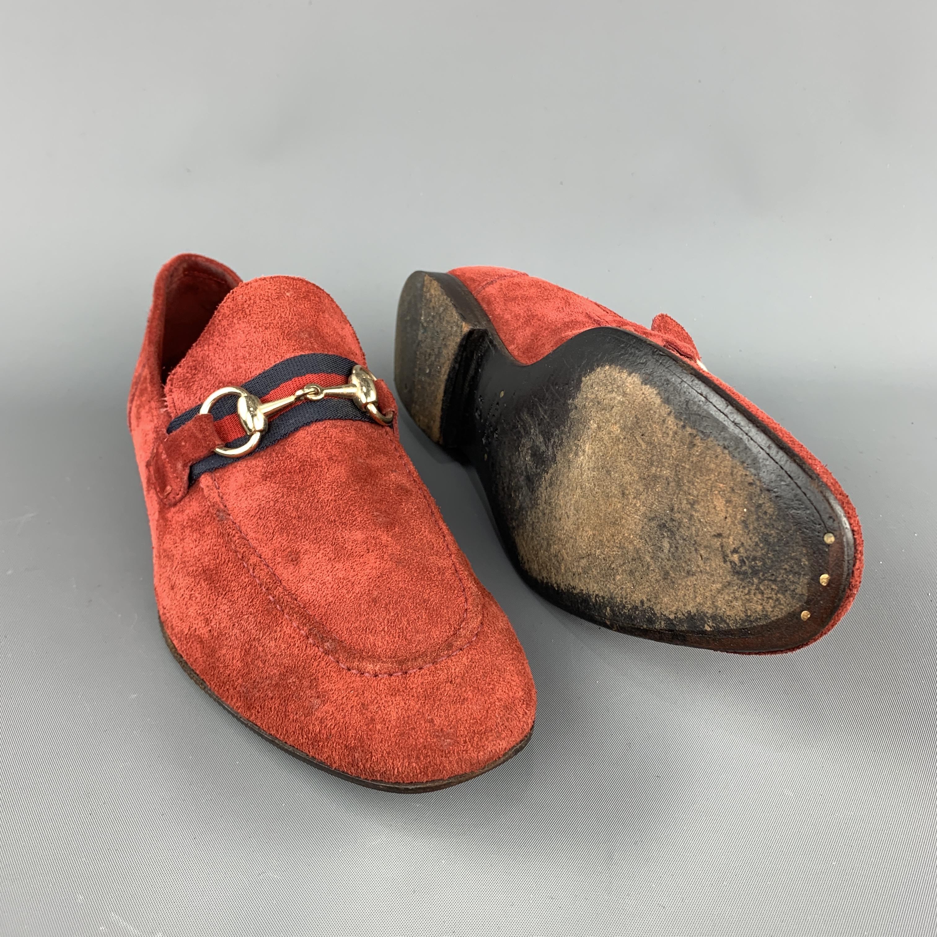 GUCCI Size 9 Brick Solid Slip On Loafers In Good Condition In San Francisco, CA
