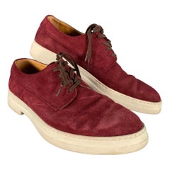 GUCCI Size 9 Burgundy Leather Lace Up Lace Up Shoes