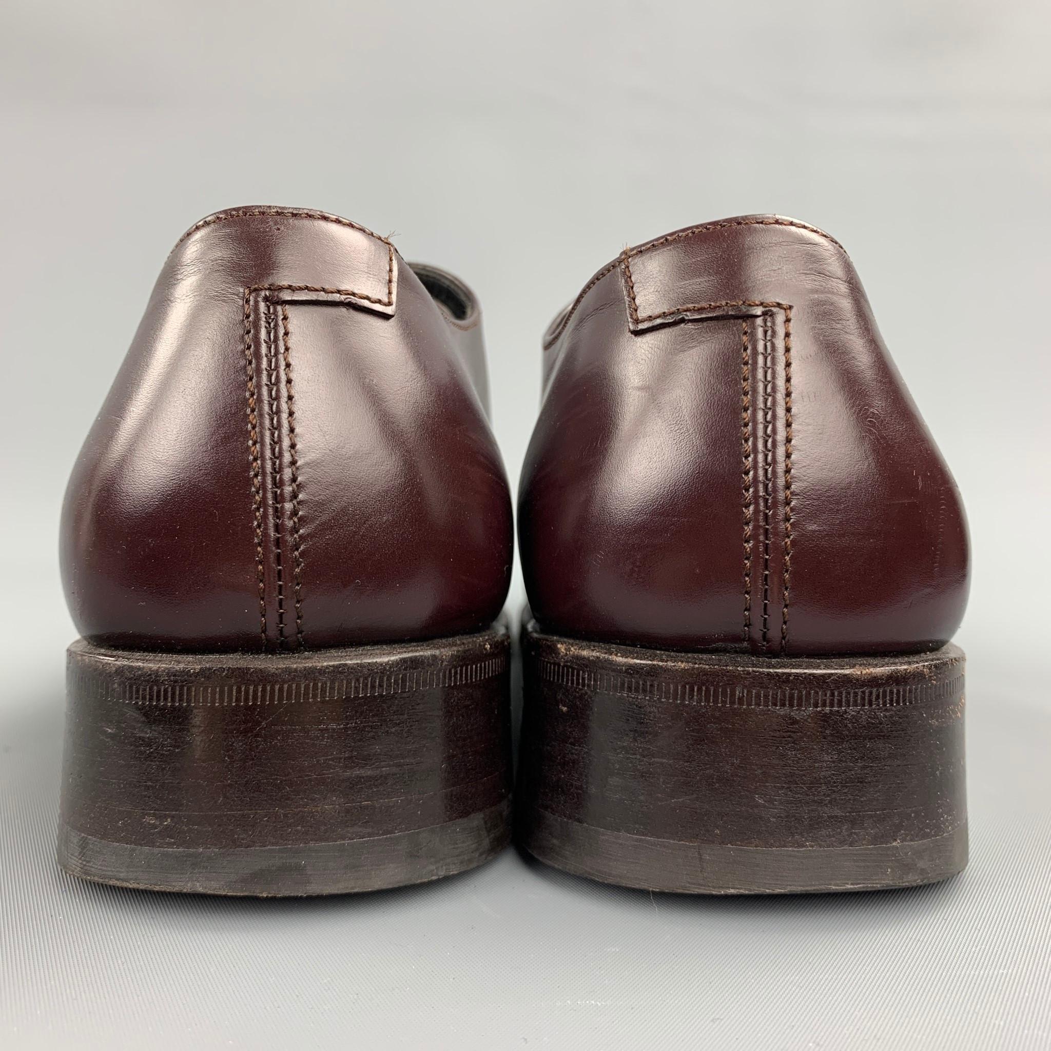 Black GUCCI Size 9 Burgundy Leather Monk Strap Loafers